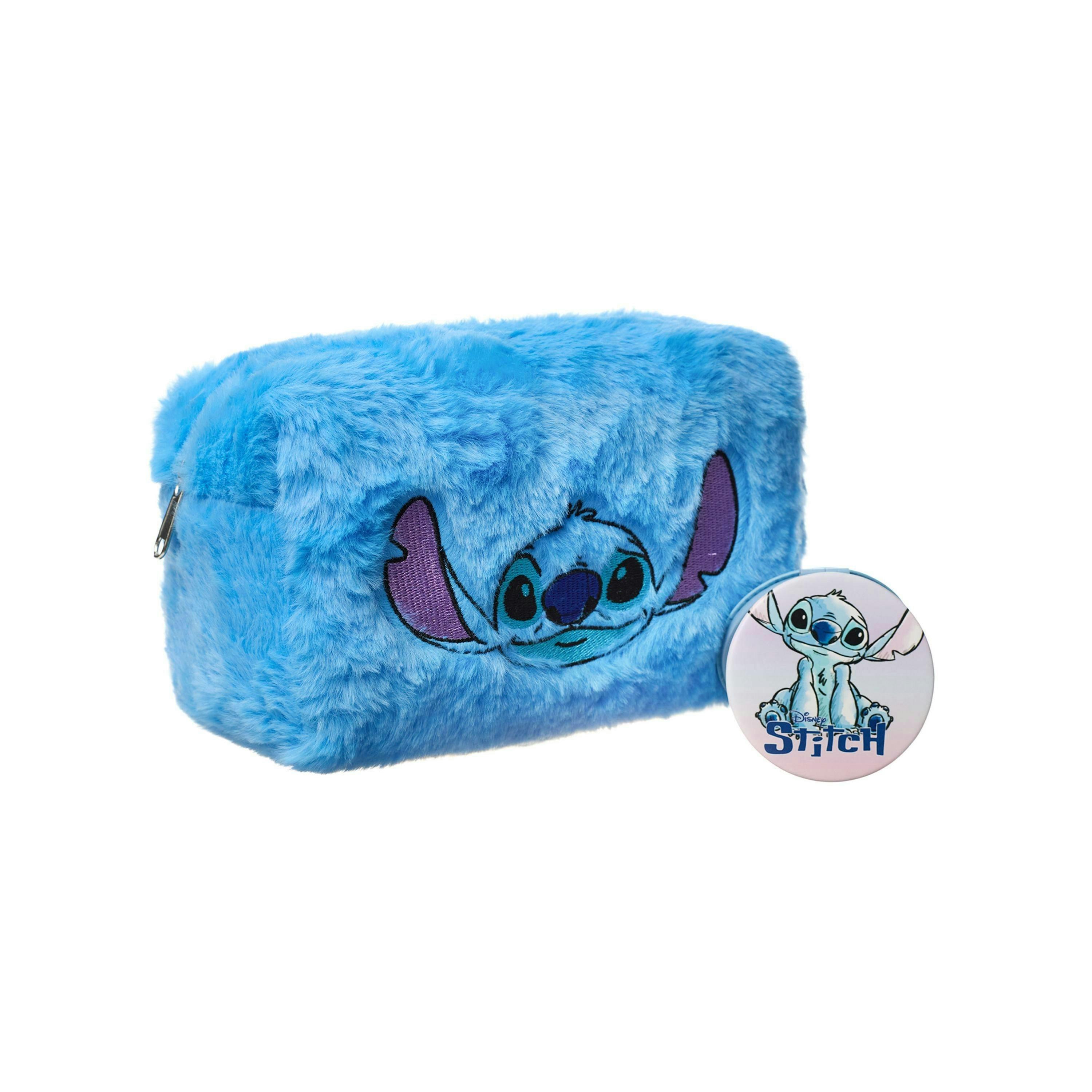 Disney Womens Blue Stitch Character Face Makeup Bag and Mirror (One Size) by Vanilla Underground , view 1 of 6