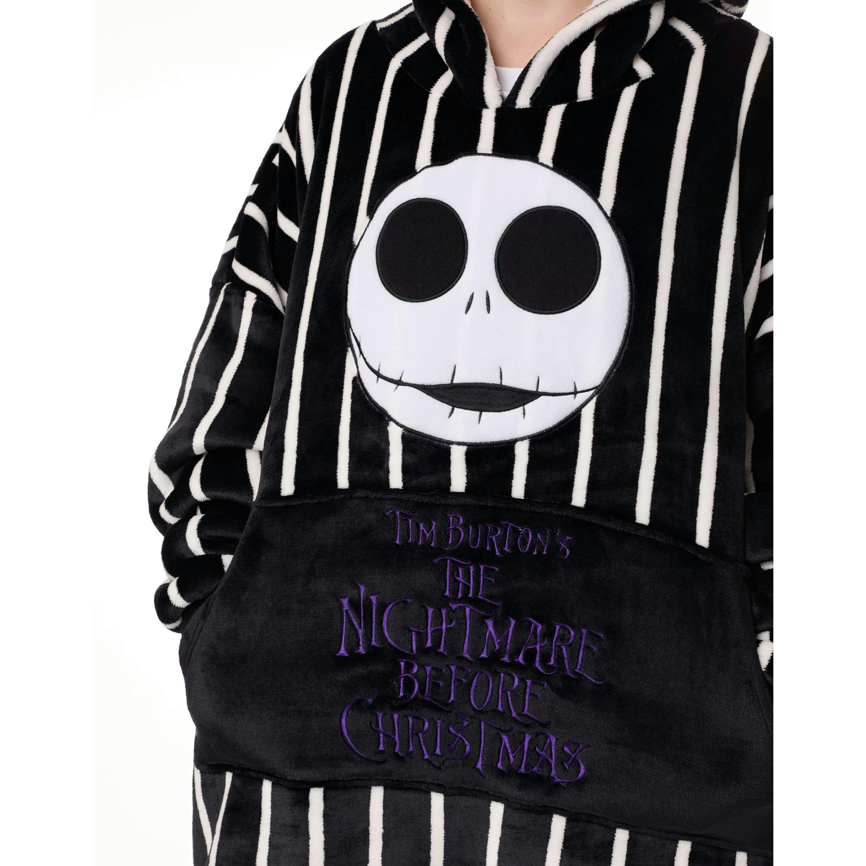 Disney The Nightmare Before Christmas Unisex Black Jack Skellington Blanket Hoodie (One Size) by Vanilla Underground , view 3 of 6