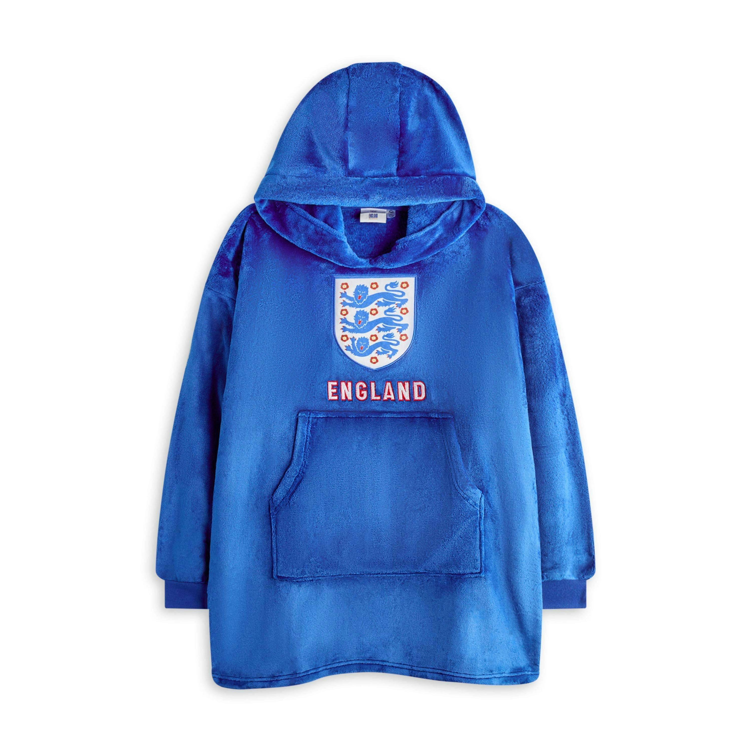 England Boys Blue Football Blanket Hoodie (One Size) by Vanilla Underground , view 1 of 5