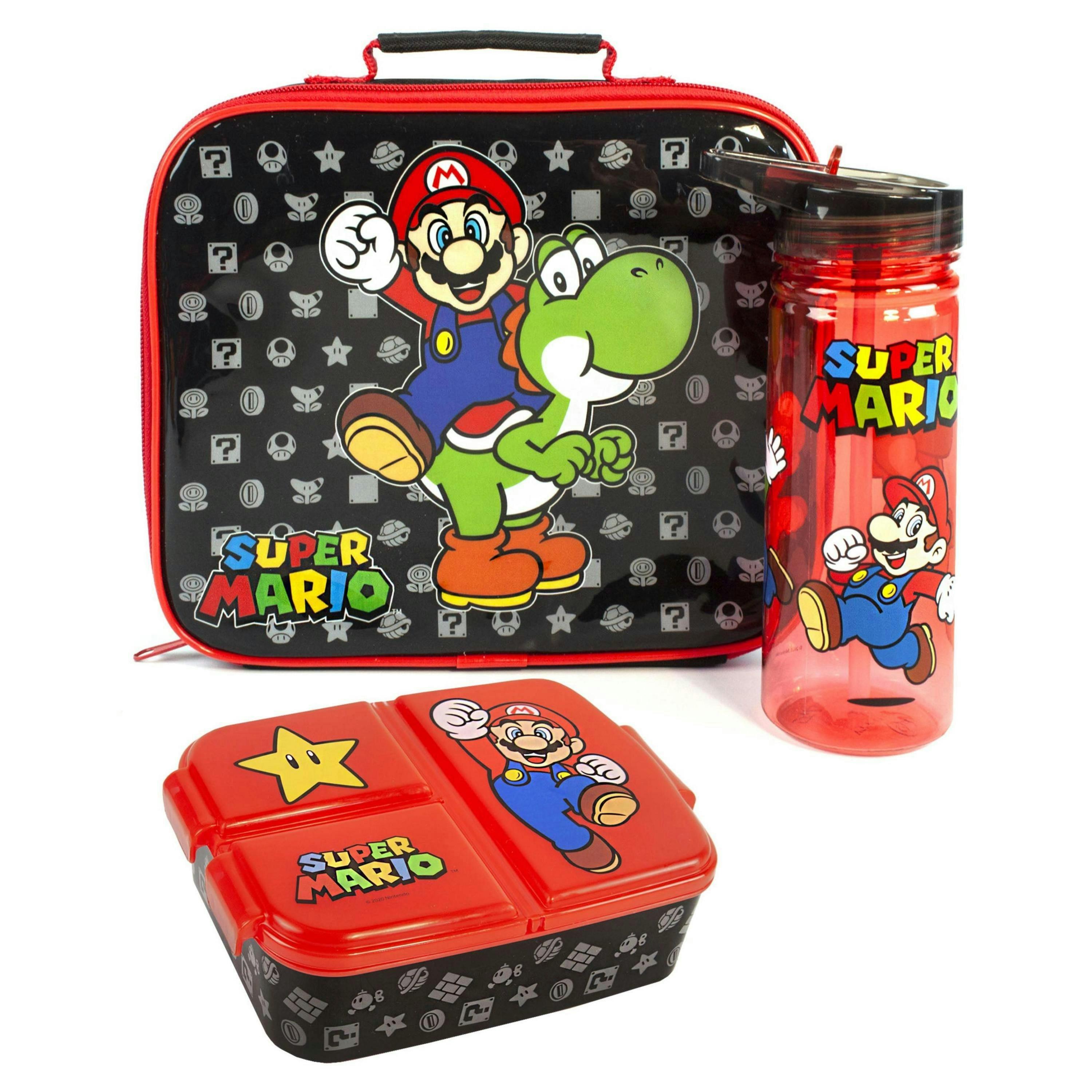 Nintendo Unisex Kids Black Mario Yoshi Print Lunch Bag Bottle and Snack Pot (One Size) by Vanilla Underground , view 1 of 6