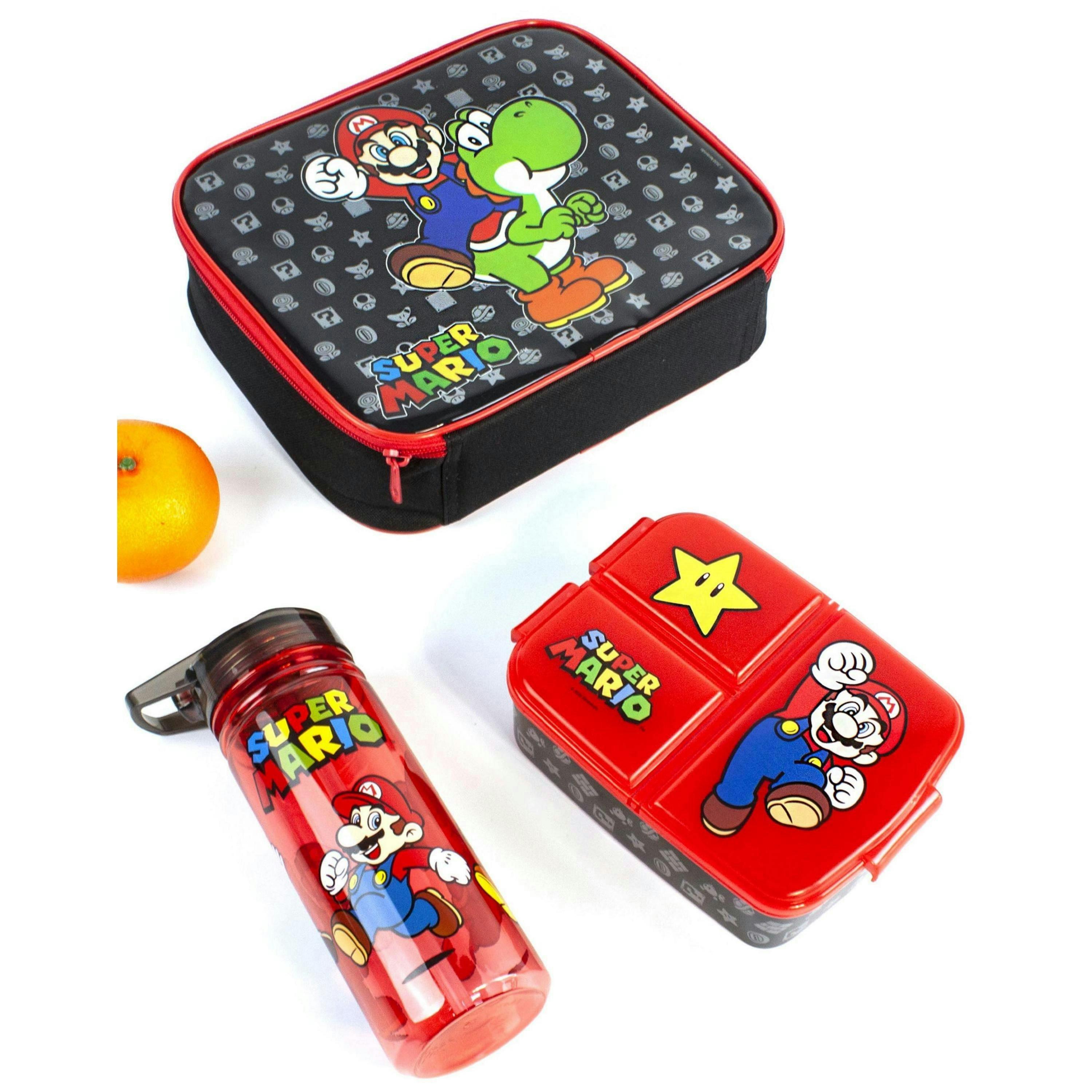 Nintendo Unisex Kids Black Mario Yoshi Print Lunch Bag Bottle and Snack Pot (One Size) by Vanilla Underground , view 2 of 6