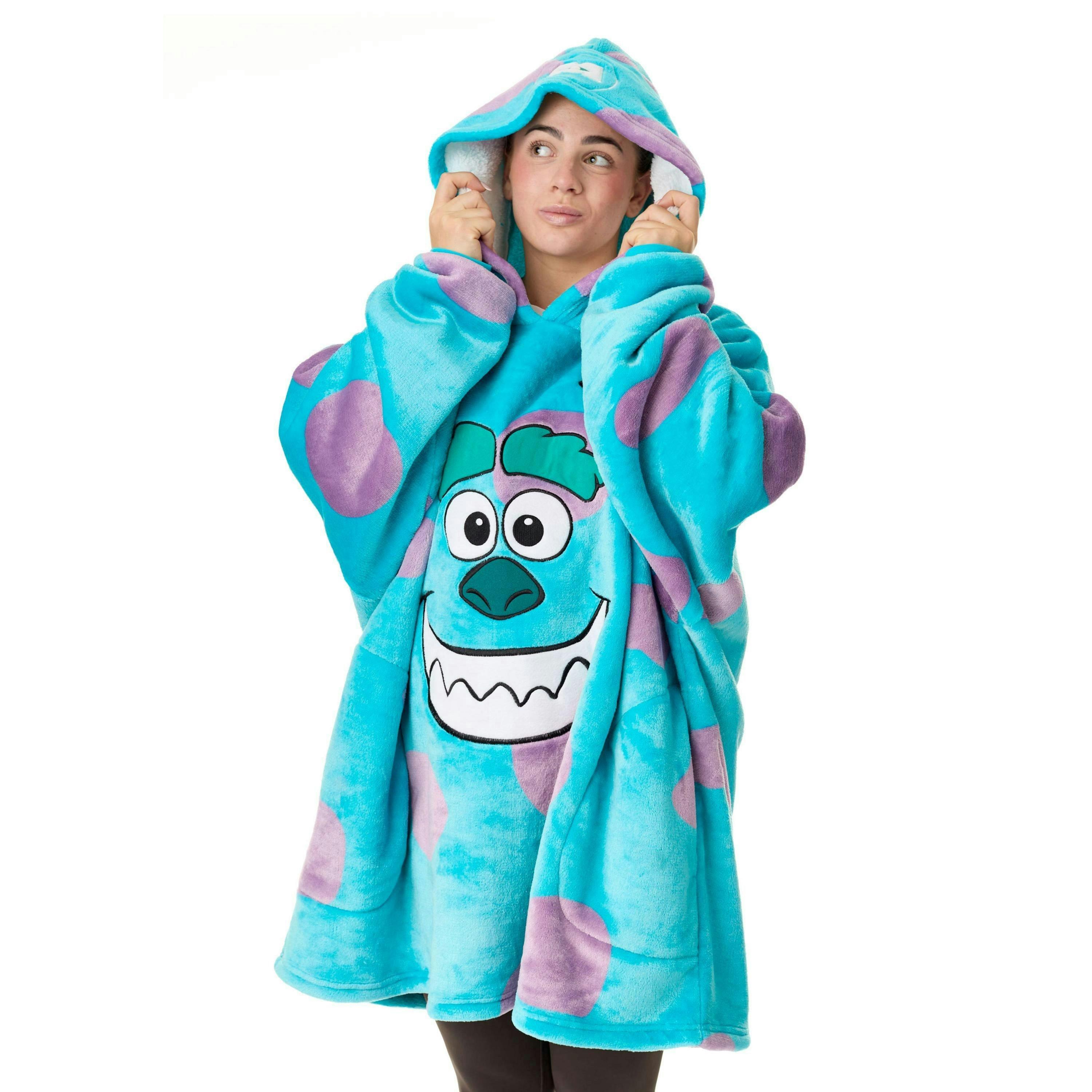 Disney Unisex Blue Monster Inc. Sully Blanket Hoodie (One Size) by Vanilla Underground , view 1 of 6