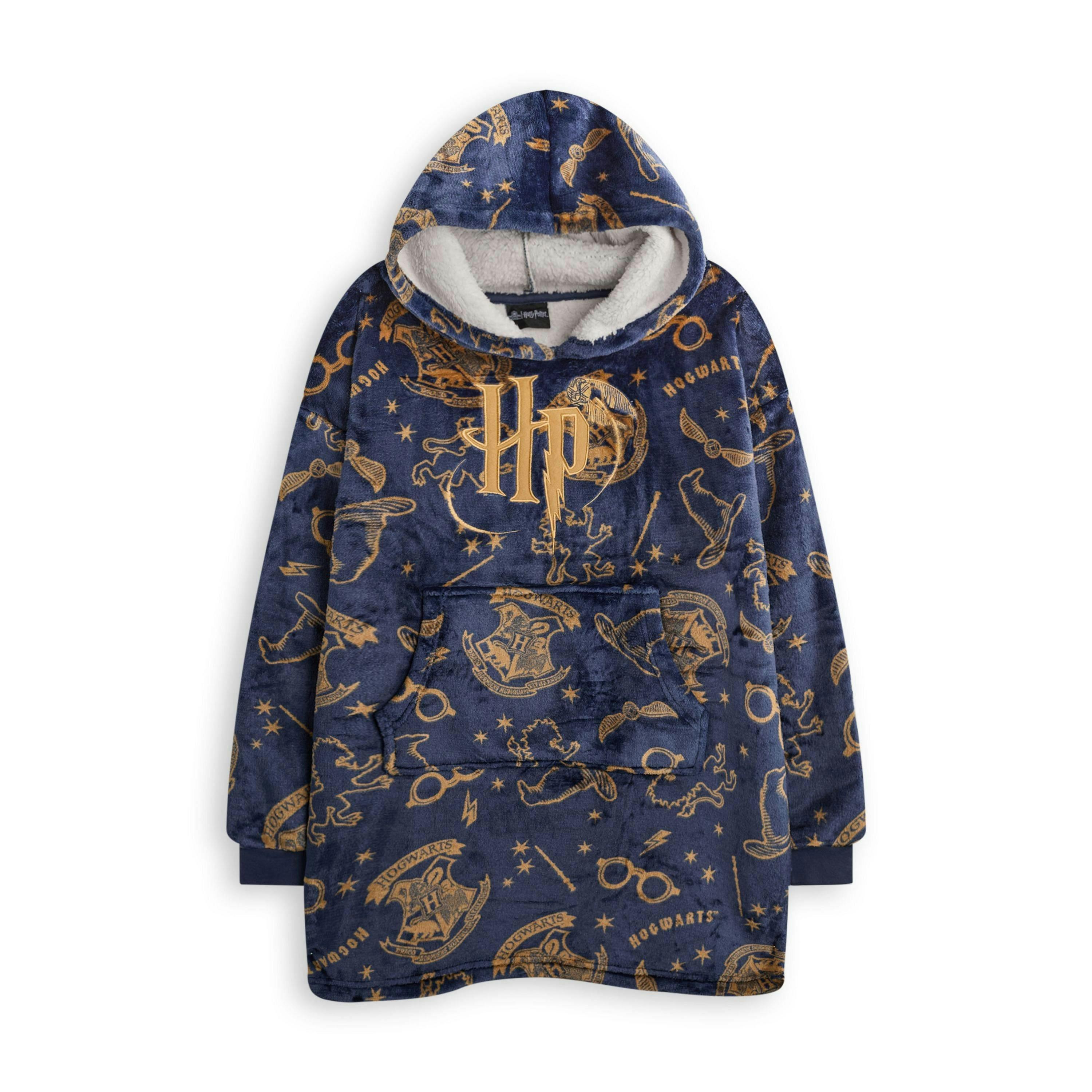 Harry Potter Girls Blue Embroided Logo Blanket Hoodie (One Size) by Vanilla Underground , view 1 of 6