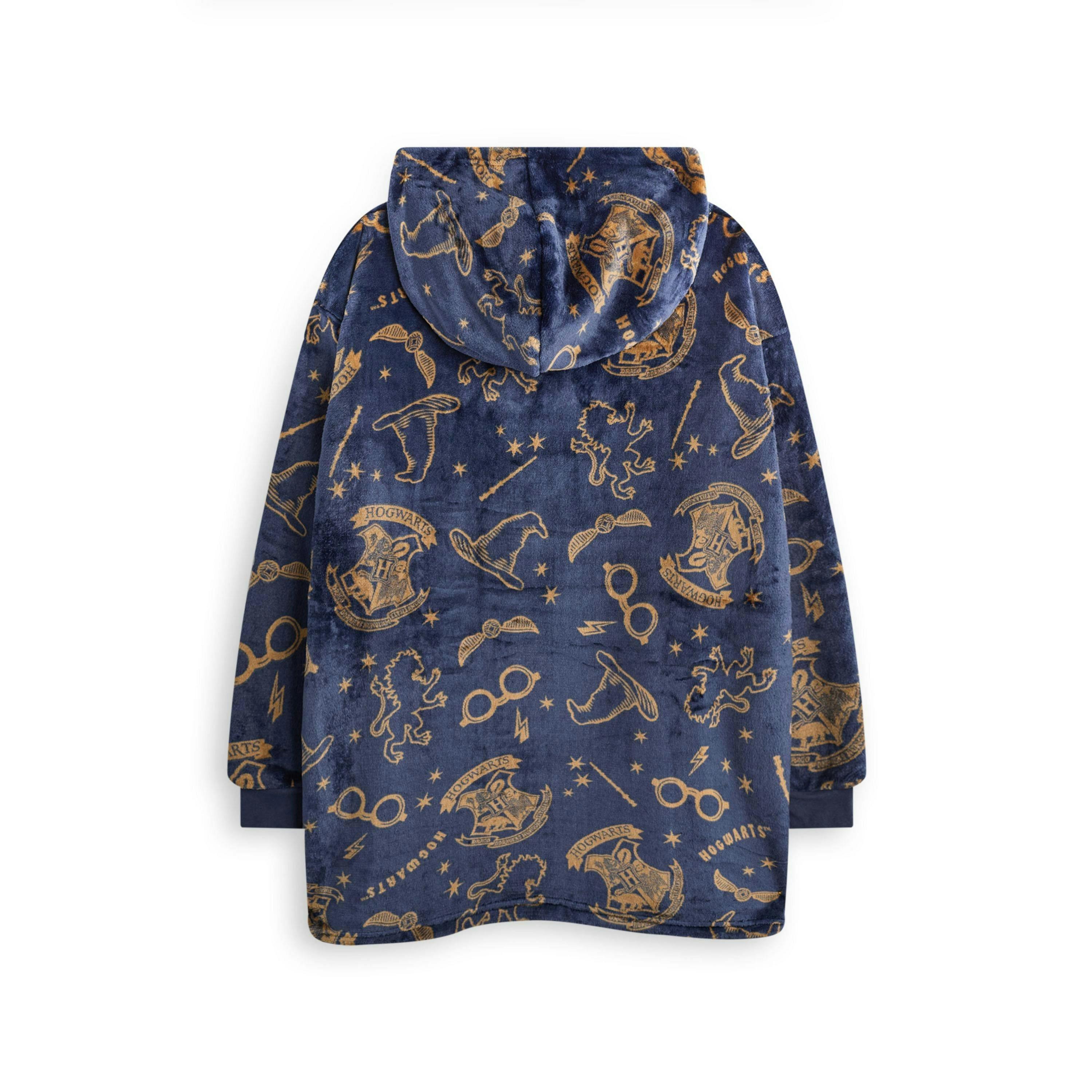 Harry Potter Girls Blue Embroided Logo Blanket Hoodie (One Size) by Vanilla Underground , view 2 of 6