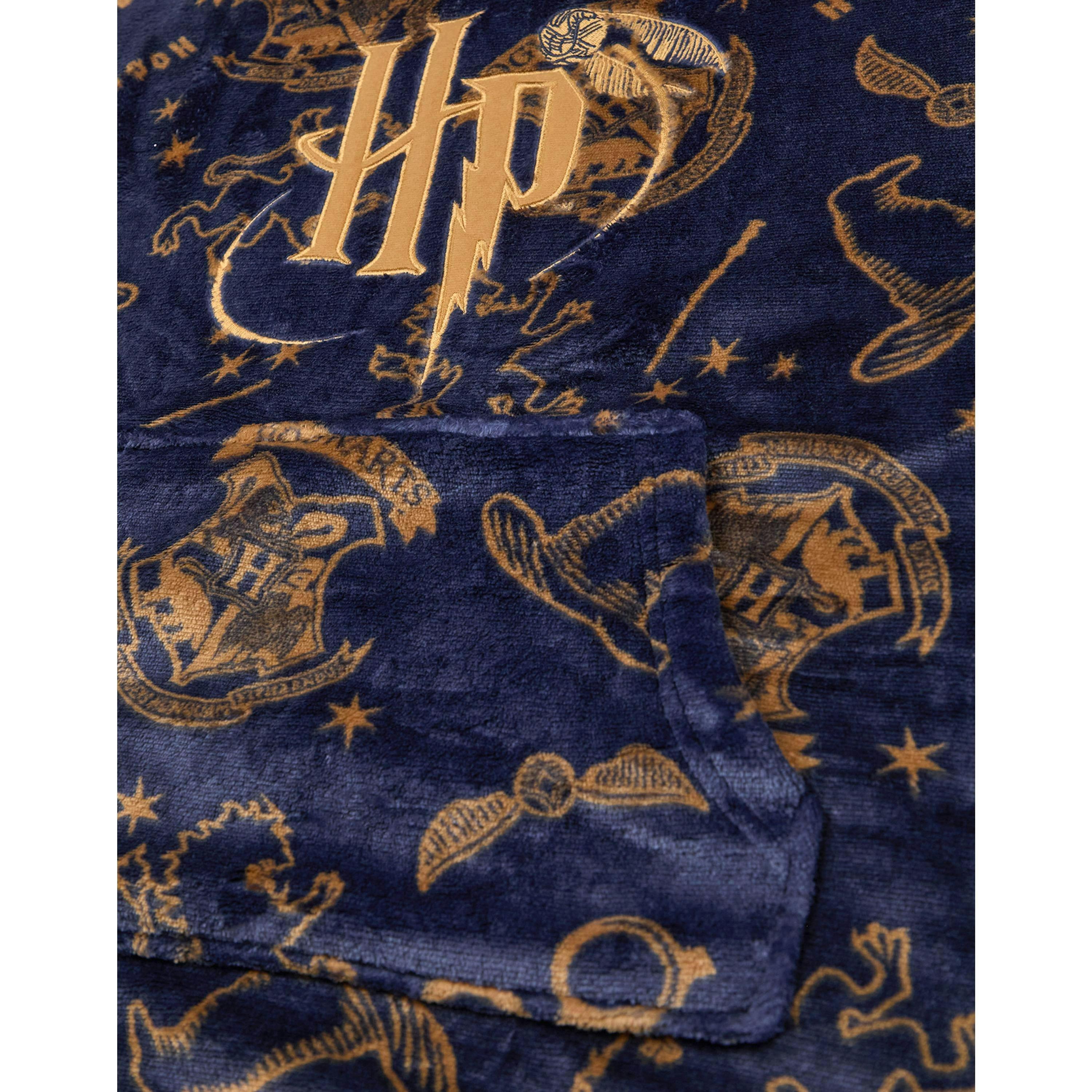 Harry Potter Girls Blue Embroided Logo Blanket Hoodie (One Size) by Vanilla Underground , view 6 of 6
