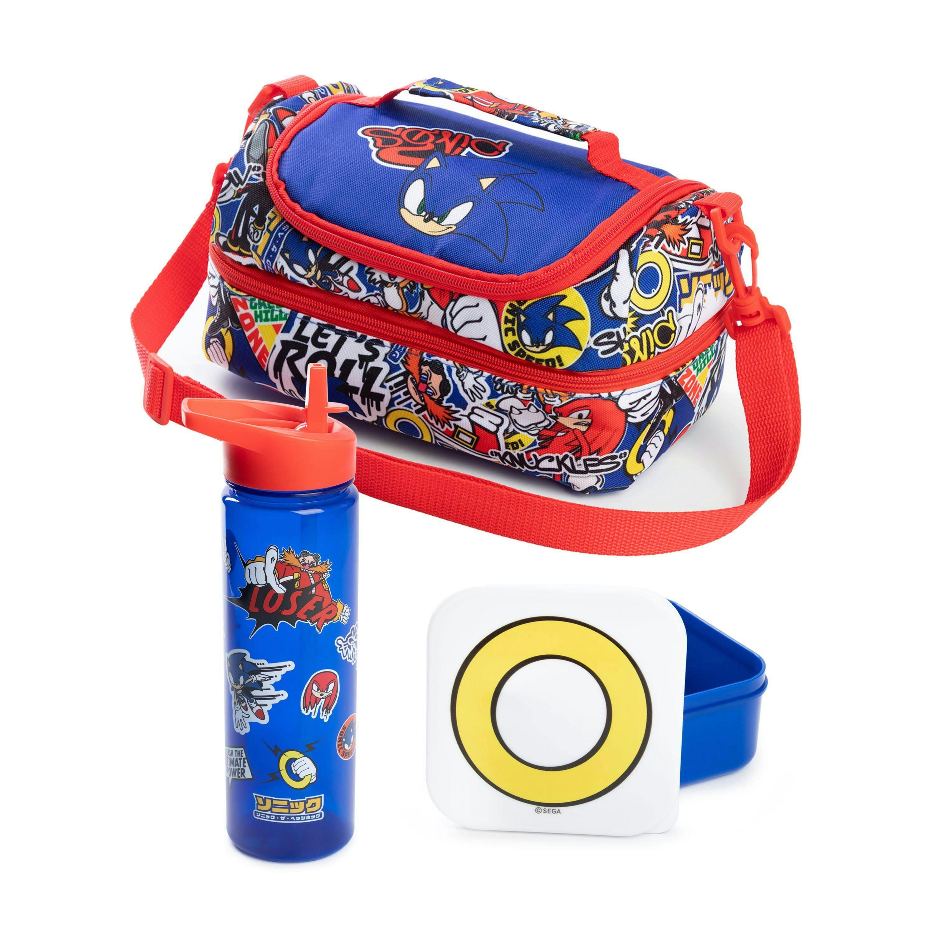 Sonic the Hedgehog Boys Blue Sticker book Lunch Bag Bottle and Snack Pot (One Size) by Vanilla Underground , view 1 of 6