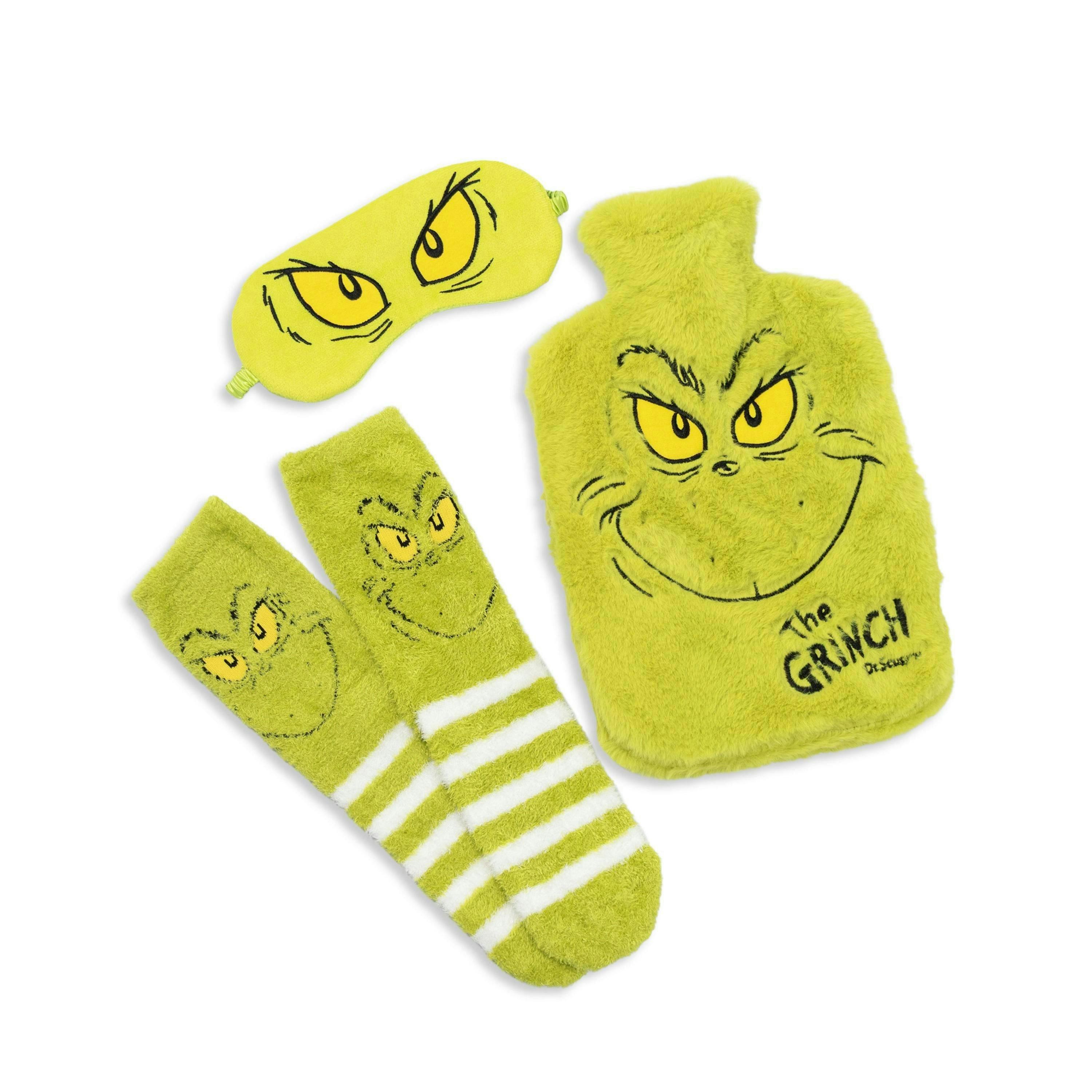 The Grinch Unisex Green Character Hot Water Bottle With Eye Mask and Socks (One Size) by Vanilla Underground , view 1 of 6