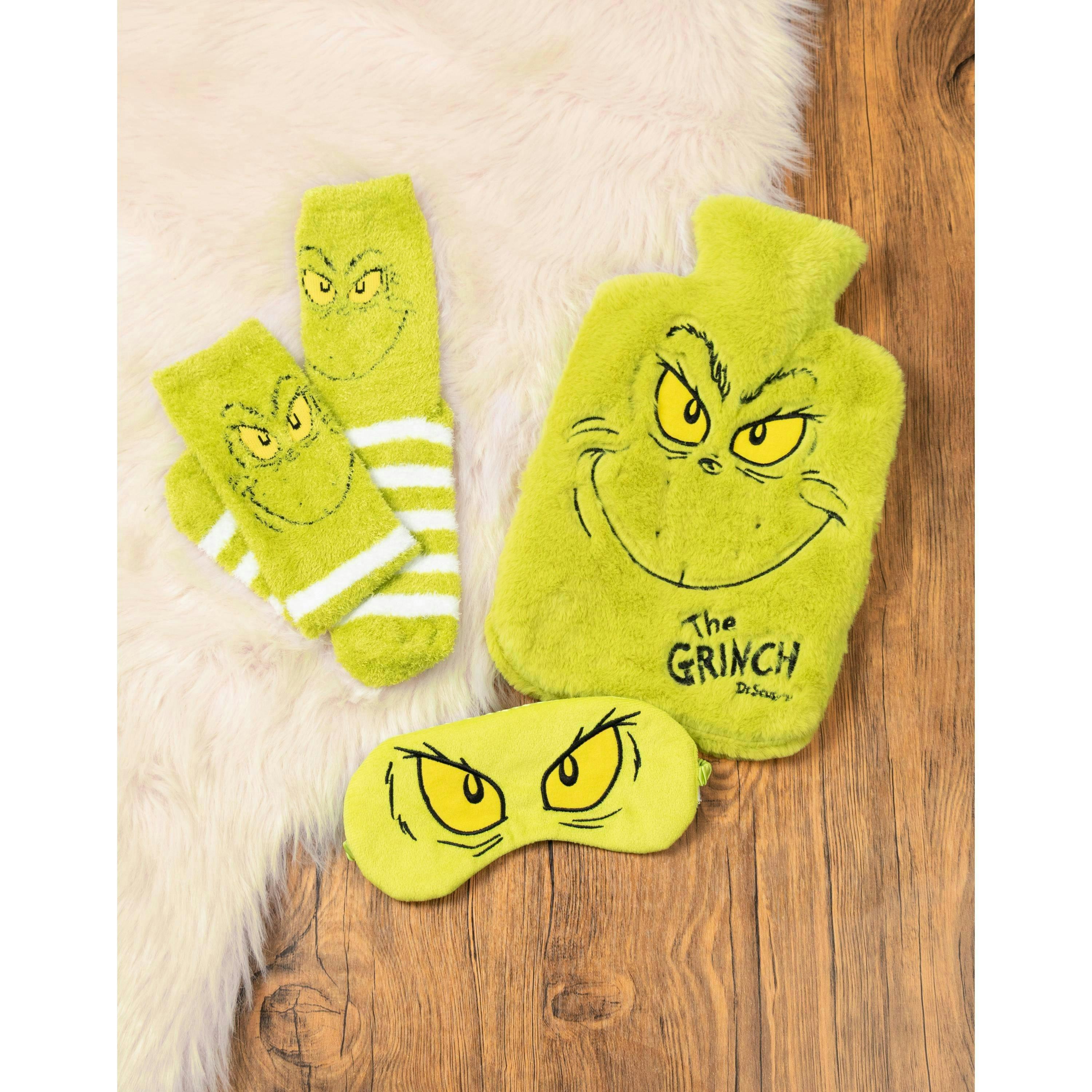 The Grinch Unisex Green Character Hot Water Bottle With Eye Mask and Socks (One Size) by Vanilla Underground , view 2 of 6