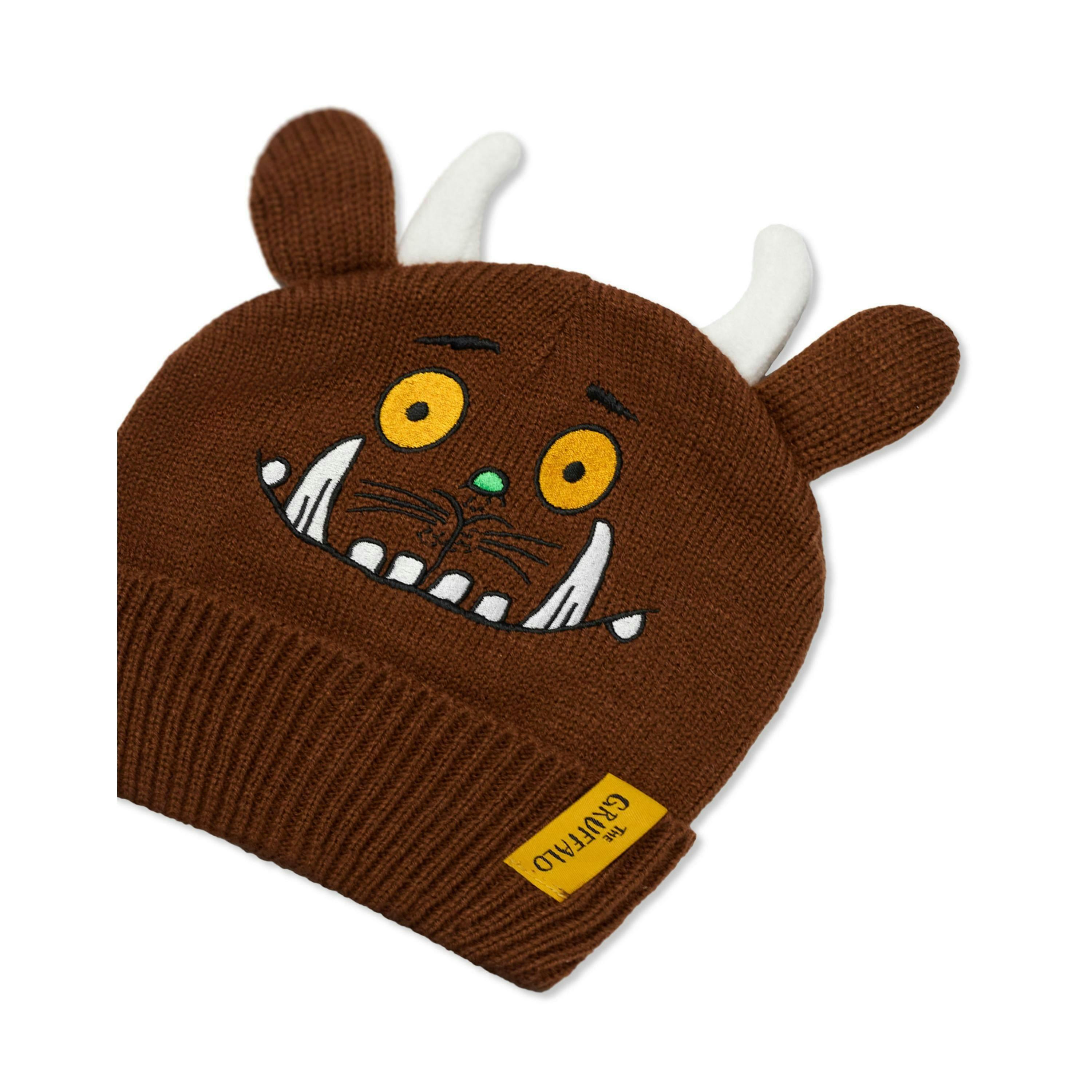 Gruffalo & Friends Unisex Kids Brown Novelty Face Beanie and Gloves Set (One Size) by Vanilla Underground , view 4 of 6