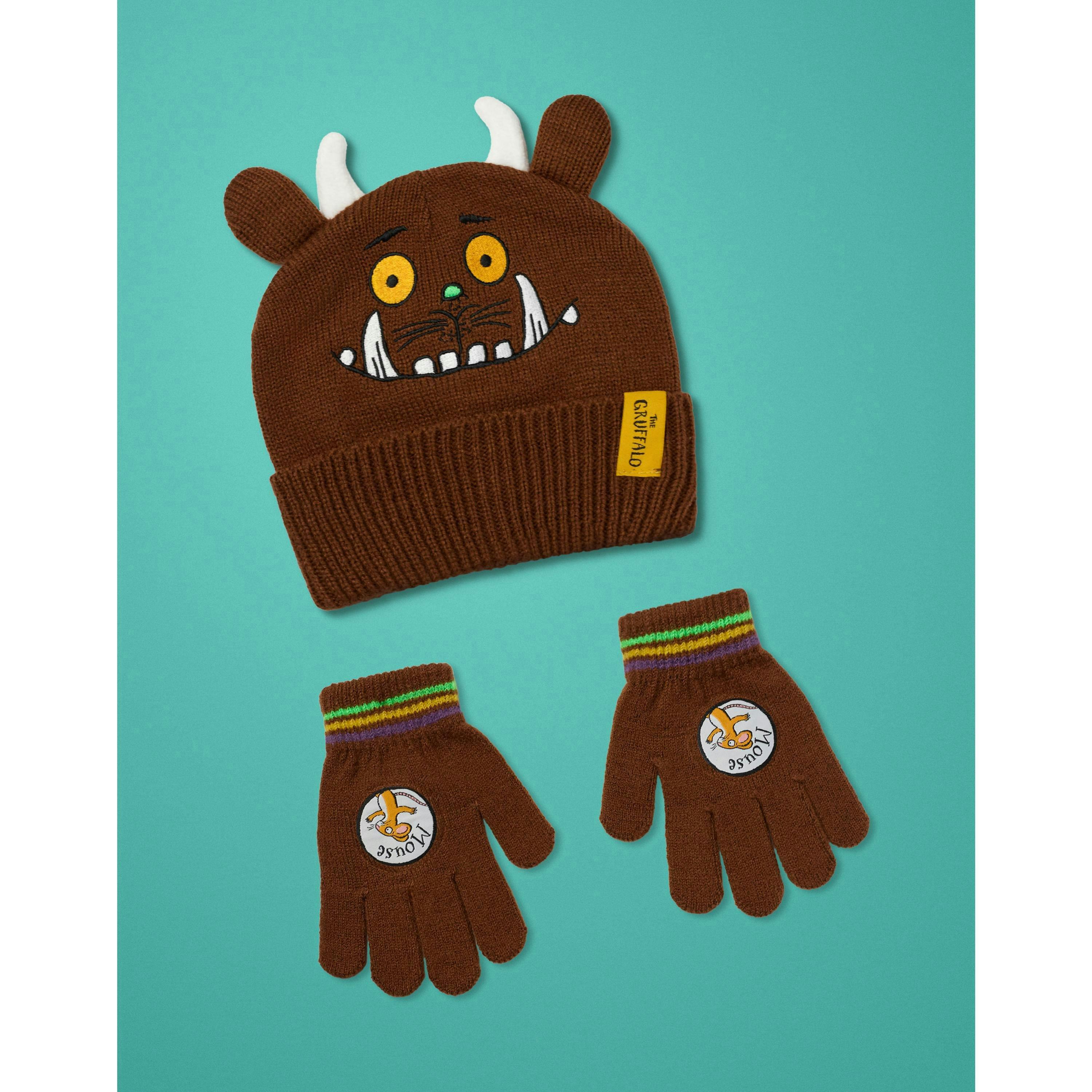 Gruffalo & Friends Unisex Kids Brown Novelty Face Beanie and Gloves Set (One Size) by Vanilla Underground , view 6 of 6