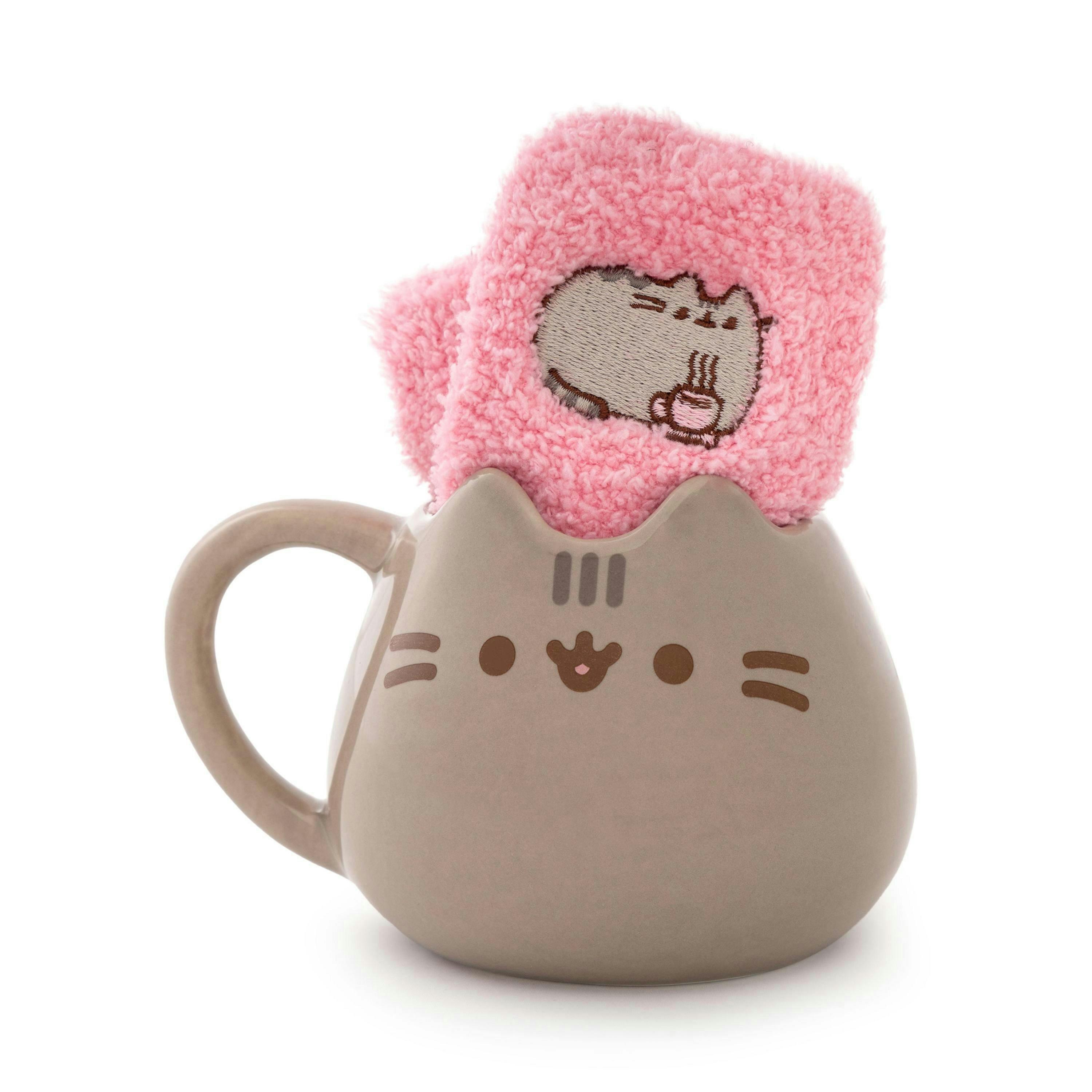 Pusheen Womens Brown 3D Face Mug and Sock Gift Set (One Size) by Vanilla Underground , view 1 of 6