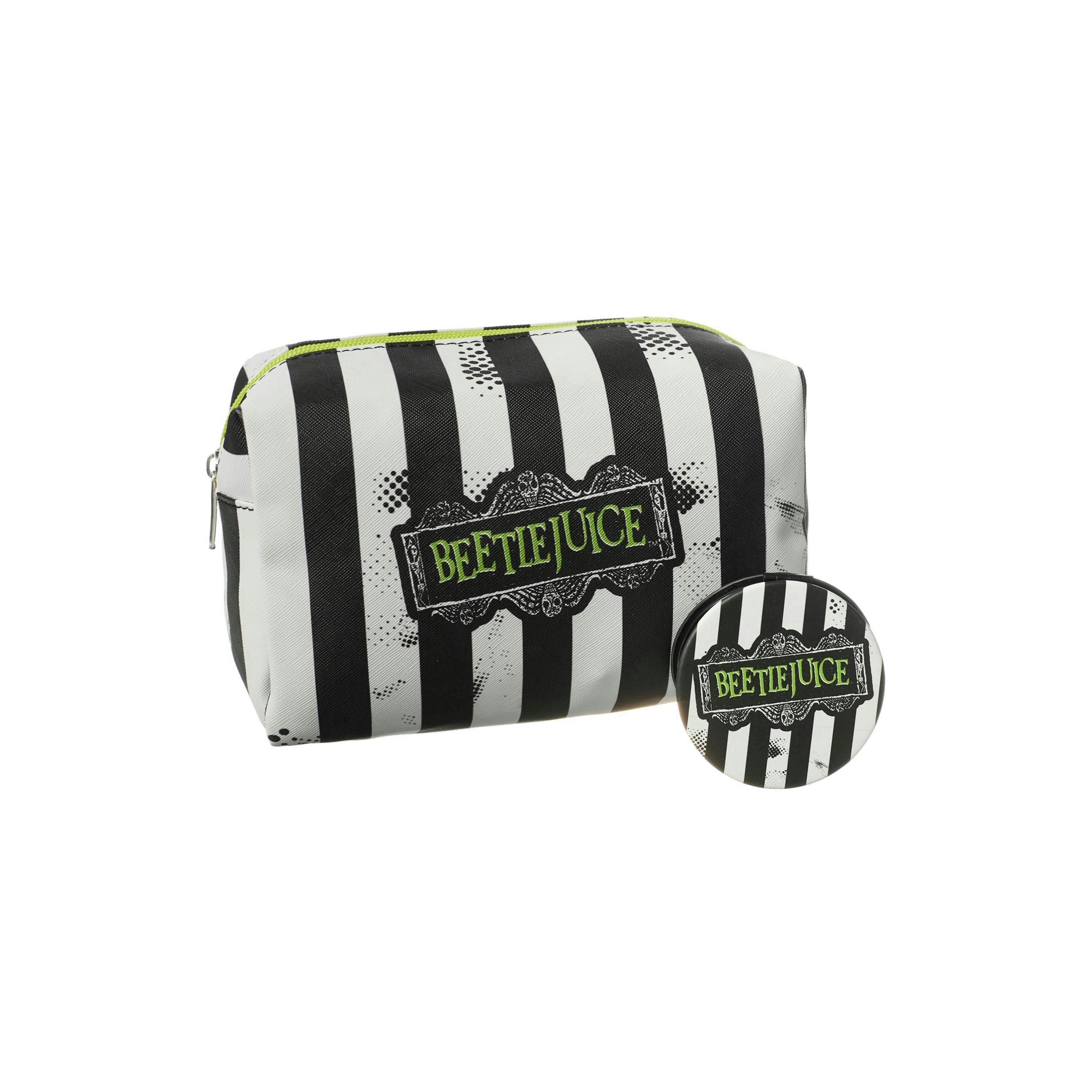 Beetlejuice Womens Multicoloured Stripey Logo Makeup Bag (One Size) by Vanilla Underground , view 1 of 6