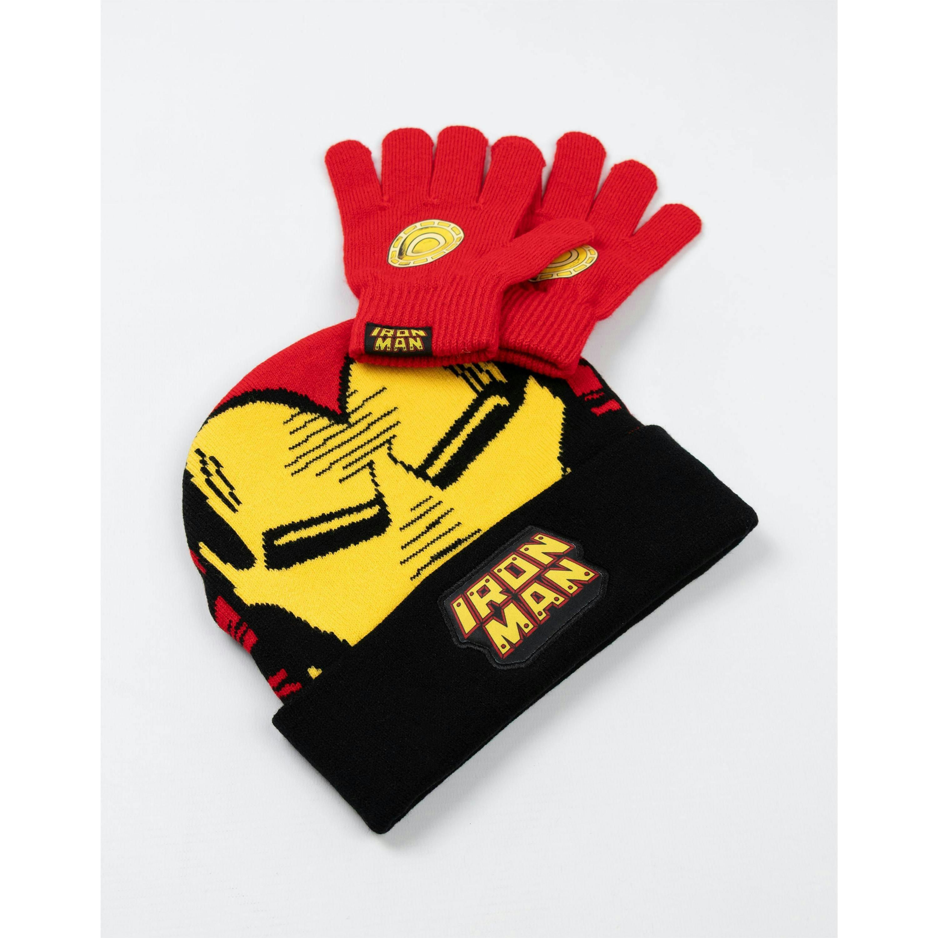 Marvel Boys Red Ironman Beanie and Gloves Set (One Size) by Vanilla Underground , view 3 of 6