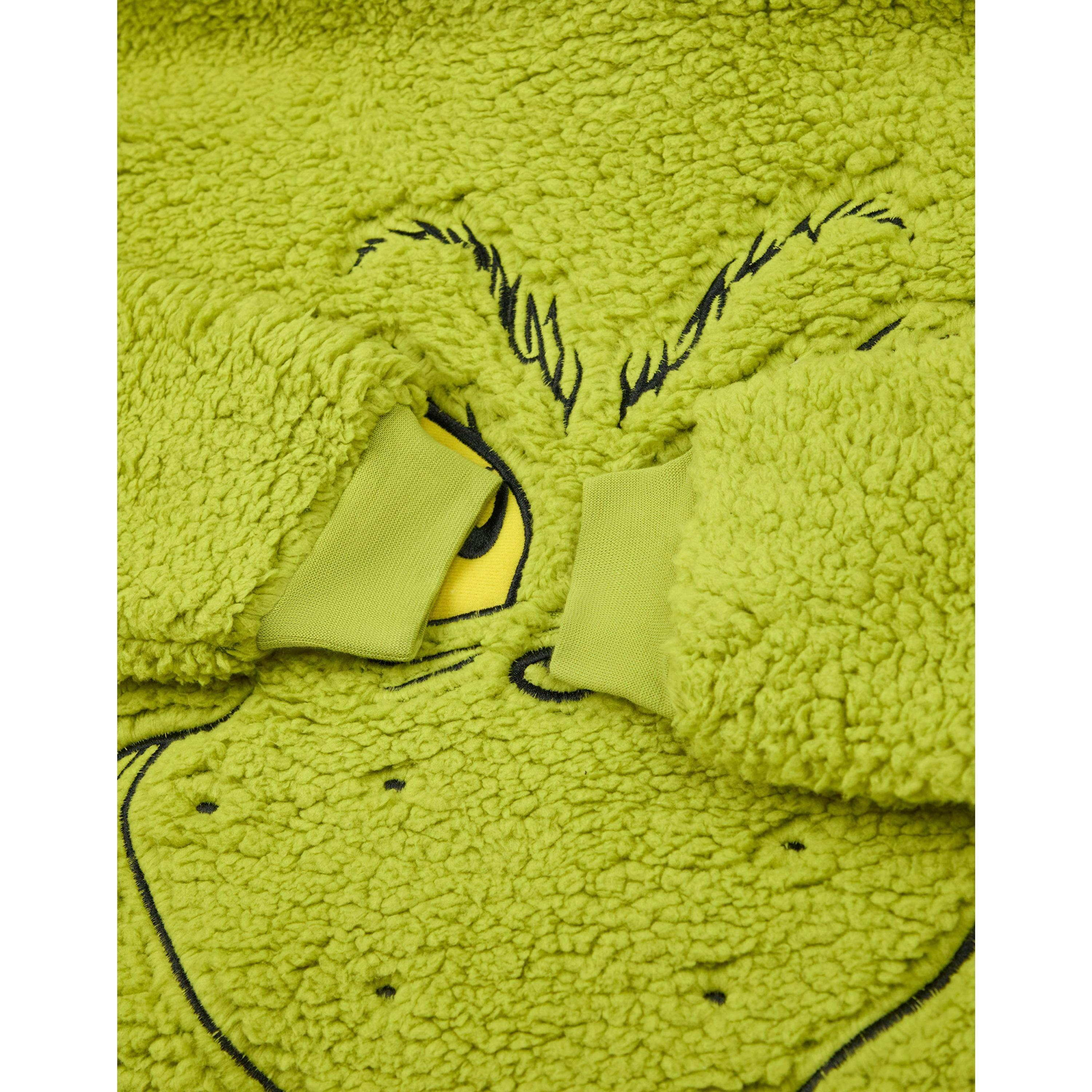 The Grinch Unisex Kids Green Embroided Face Blanket Hoodie (One Size) by Vanilla Underground , view 5 of 6