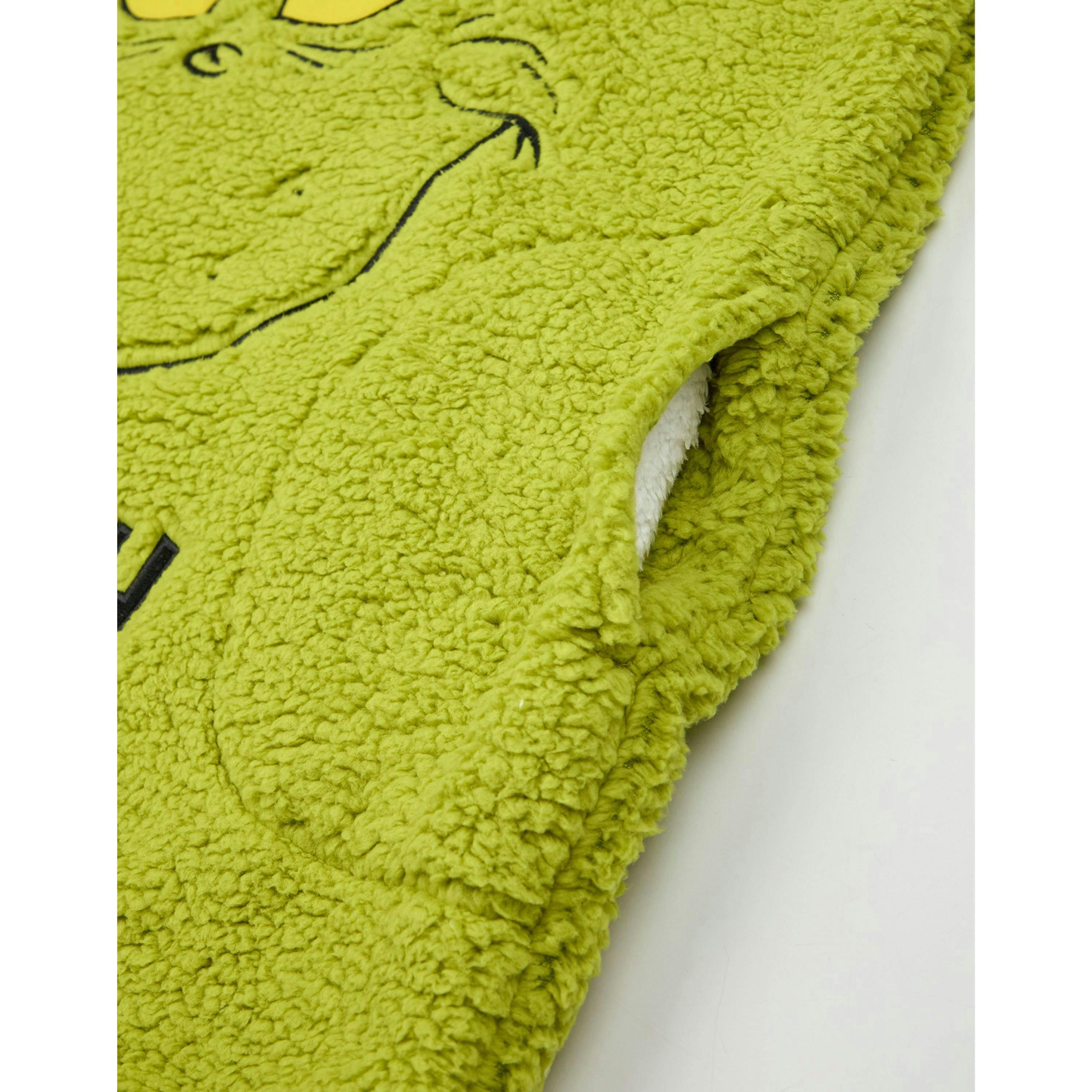 The Grinch Unisex Kids Green Embroided Face Blanket Hoodie (One Size) by Vanilla Underground , view 6 of 6