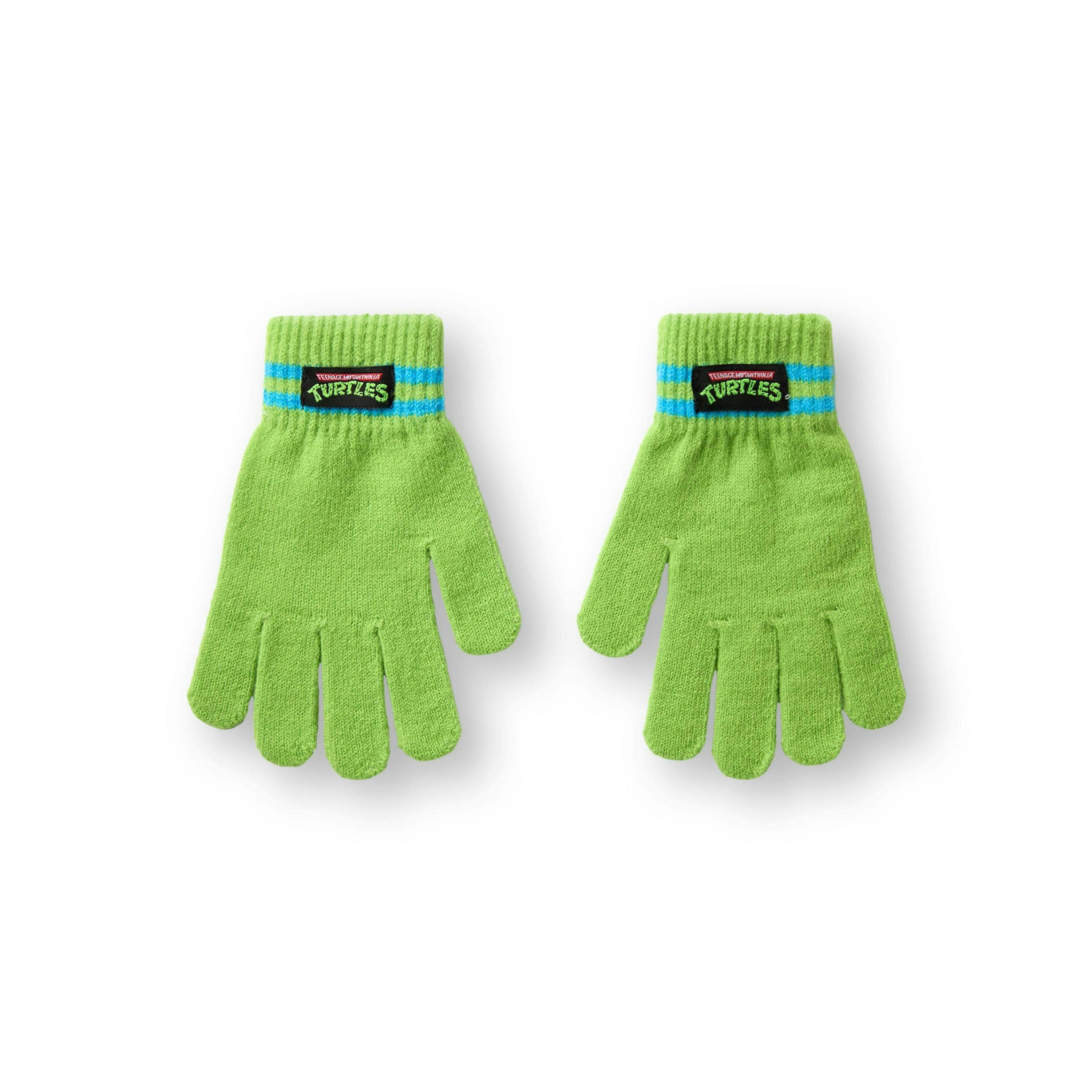Teenage Mutant Ninja Turtles Boys Green Novelty Face Beanie and Gloves Set (One Size) by Vanilla Underground , view 2 of 6