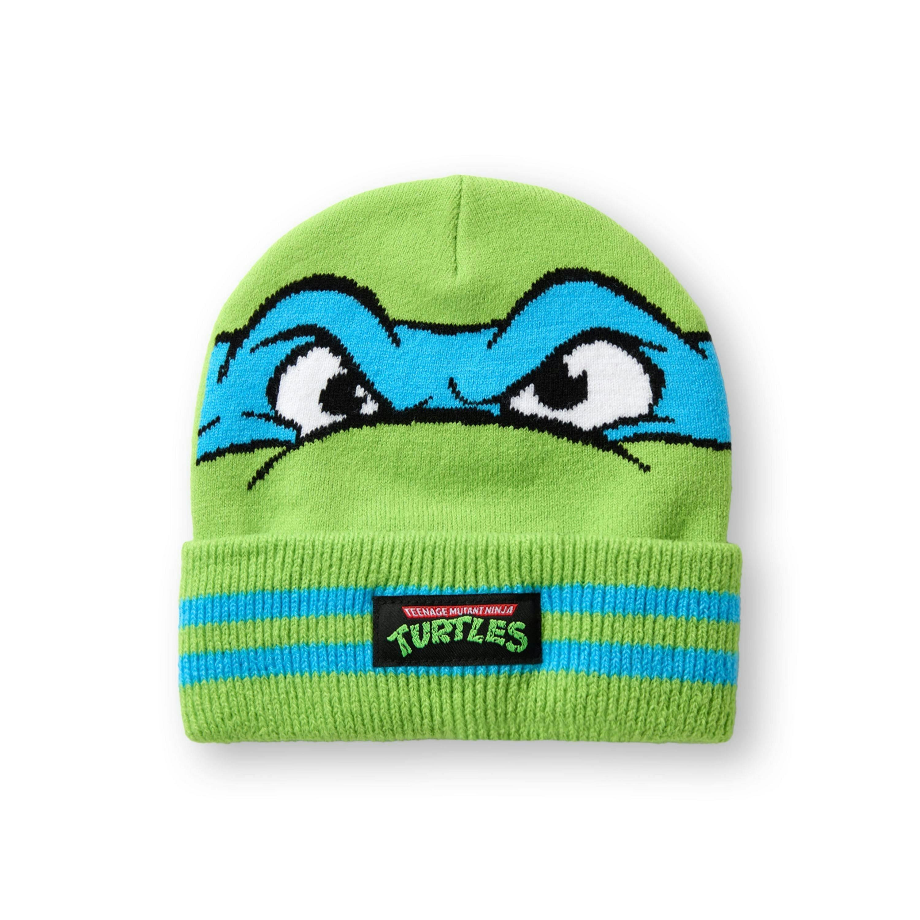 Teenage Mutant Ninja Turtles Boys Green Novelty Face Beanie and Gloves Set (One Size) by Vanilla Underground , view 3 of 6