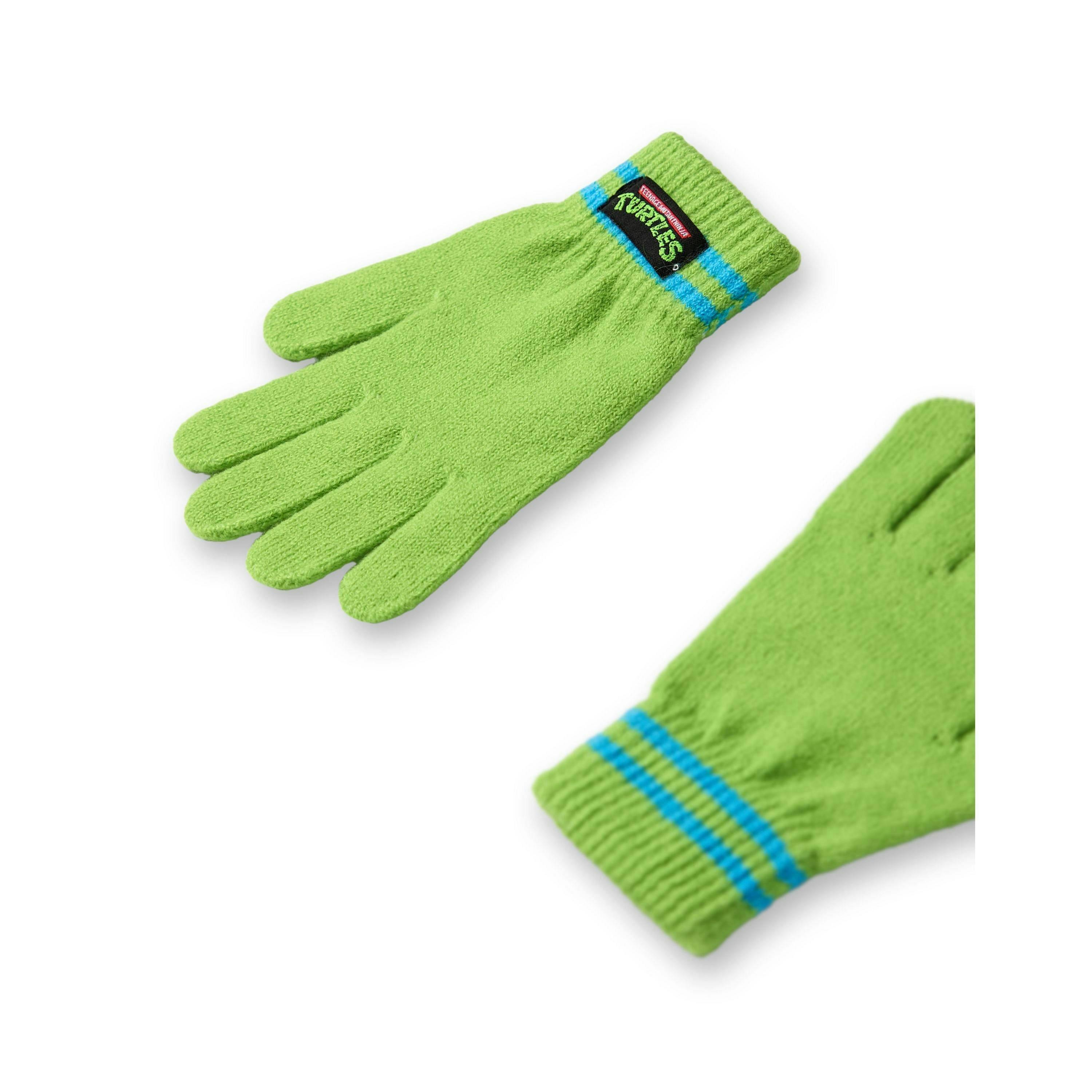 Teenage Mutant Ninja Turtles Boys Green Novelty Face Beanie and Gloves Set (One Size) by Vanilla Underground , view 4 of 6