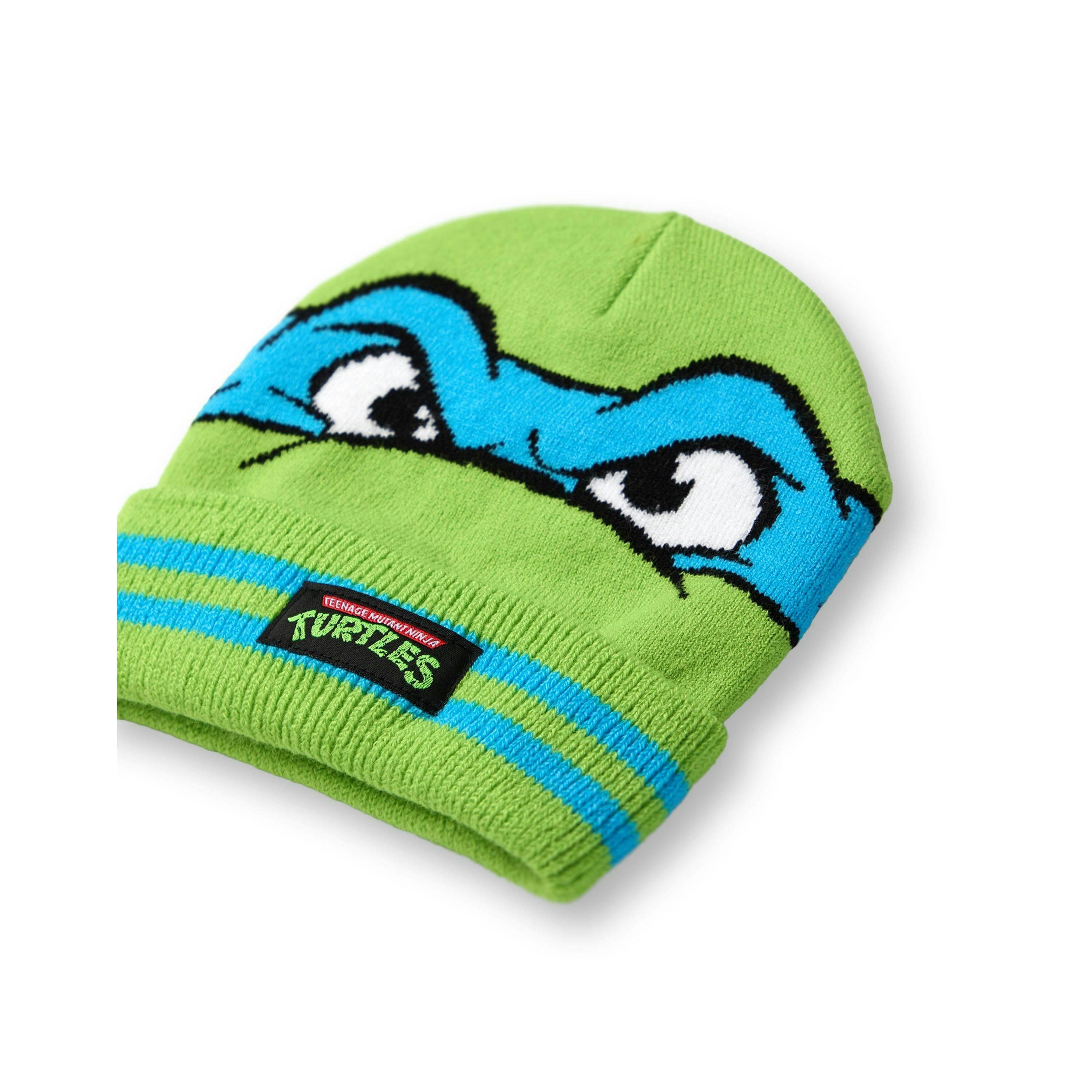 Teenage Mutant Ninja Turtles Boys Green Novelty Face Beanie and Gloves Set (One Size) by Vanilla Underground , view 5 of 6