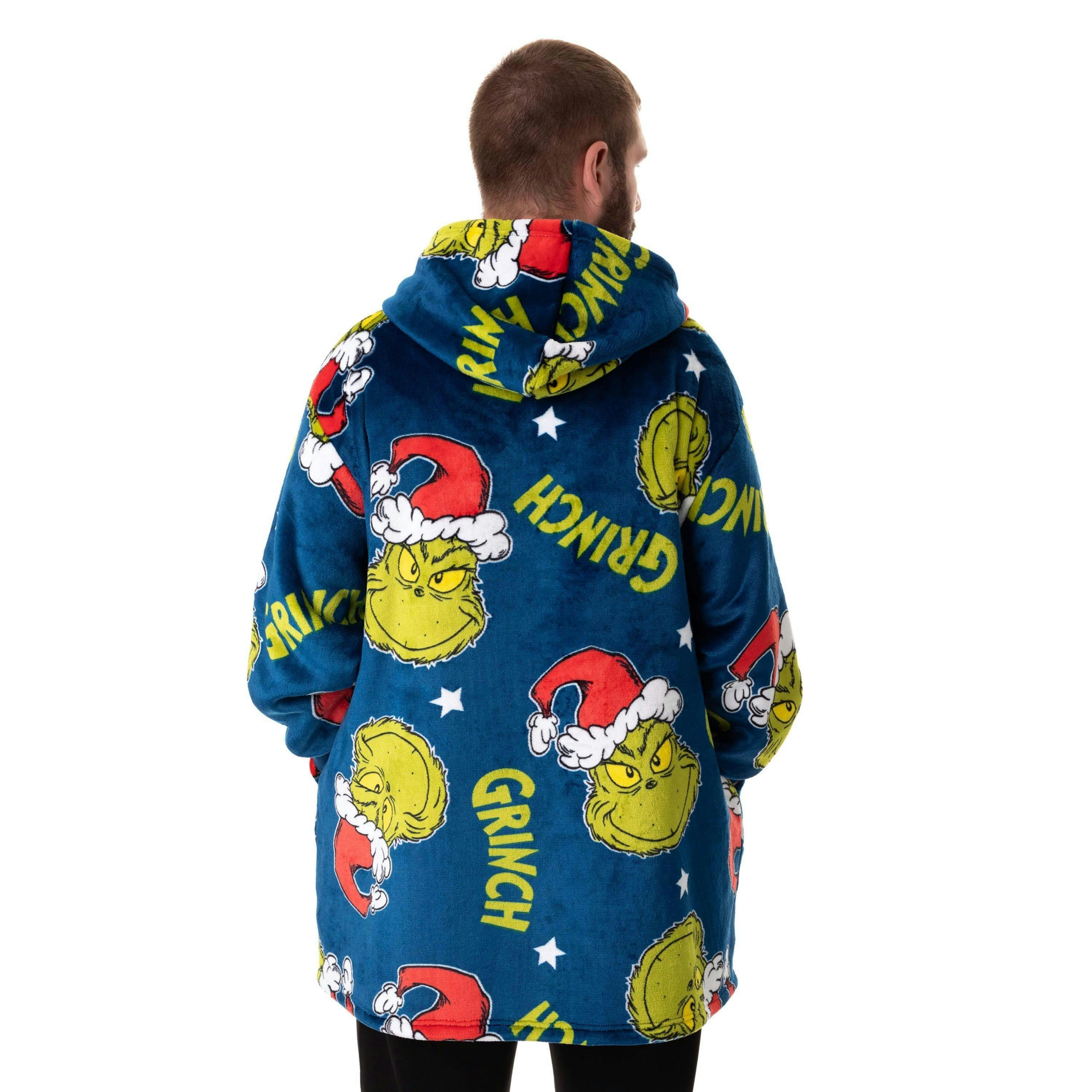 The Grinch Unisex Multicoloured Character Face Zip Through Blanket Hoodie (One Size) by Vanilla Underground , view 2 of 6