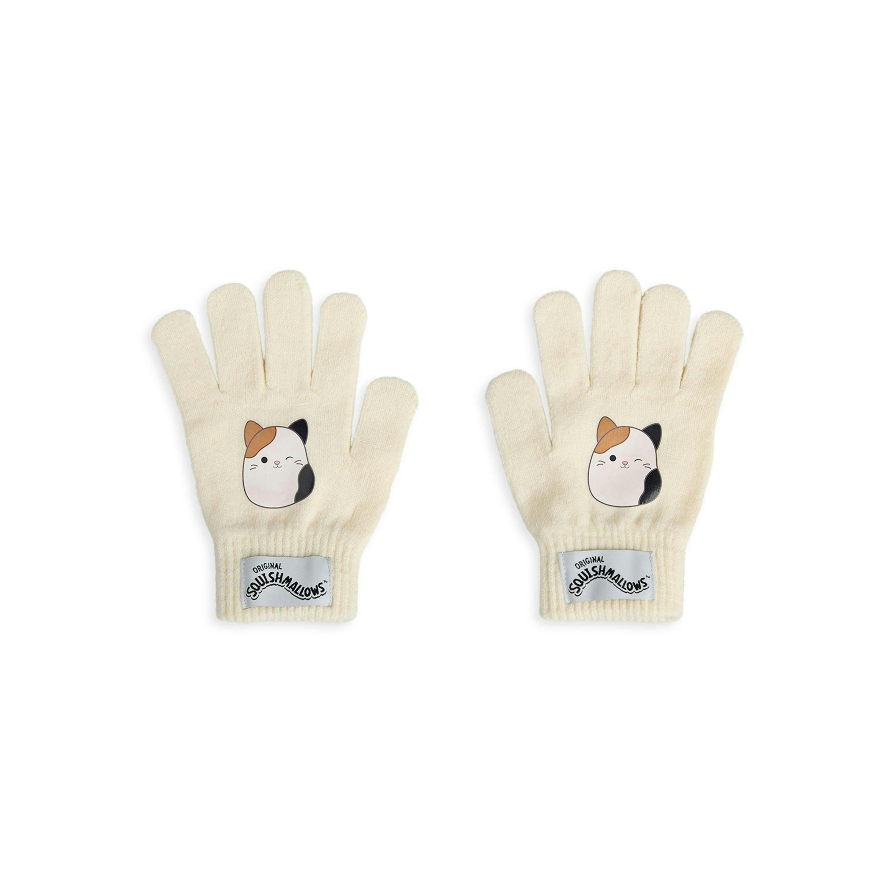 Squishmallows Girls Beige Cam The Cat Beanie and Gloves Set (One Size) by Vanilla Underground , view 2 of 6