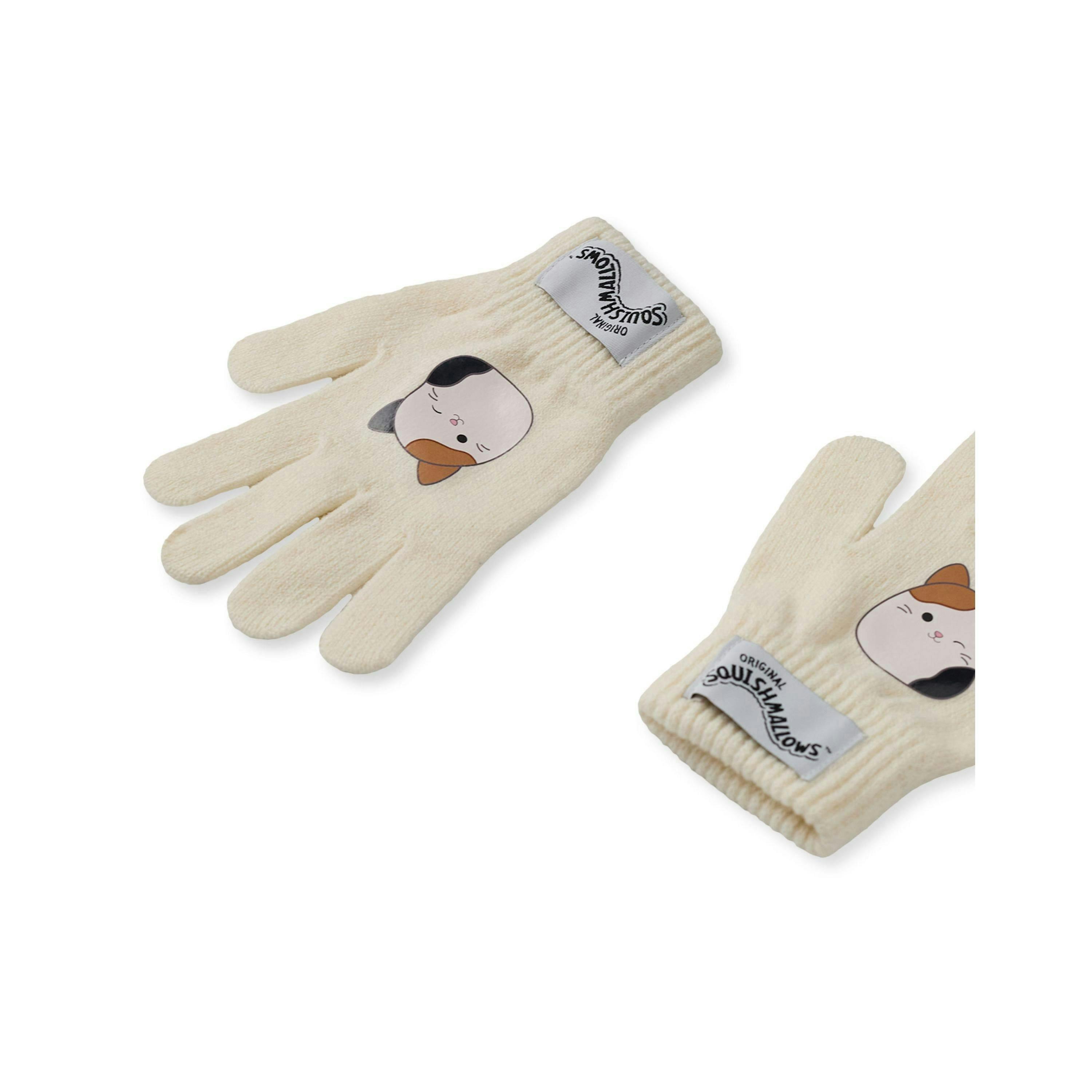 Squishmallows Girls Beige Cam The Cat Beanie and Gloves Set (One Size) by Vanilla Underground , view 5 of 6