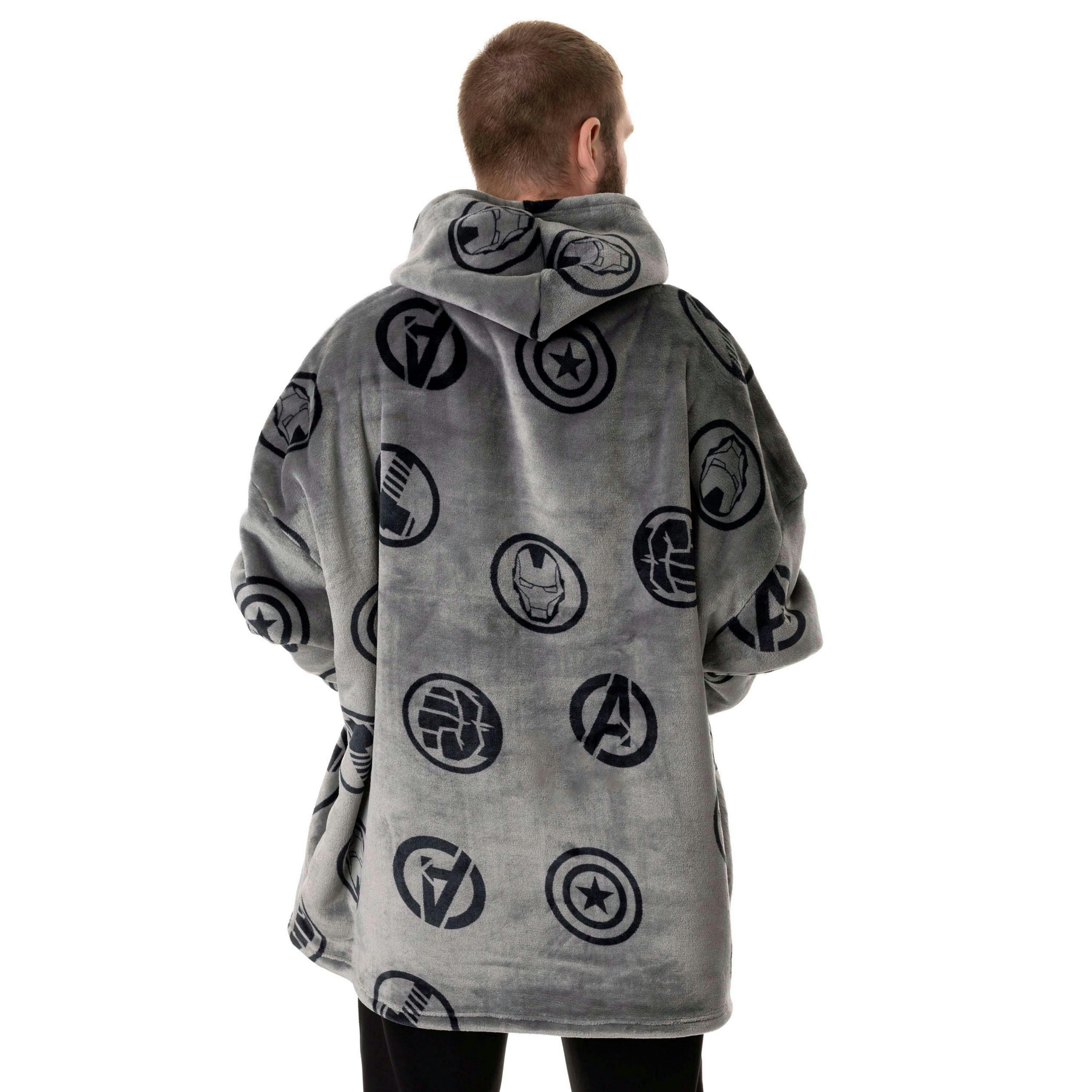 Marvel Mens Grey Logo Blanket Hoodie (One Size) by Vanilla Underground , view 2 of 6