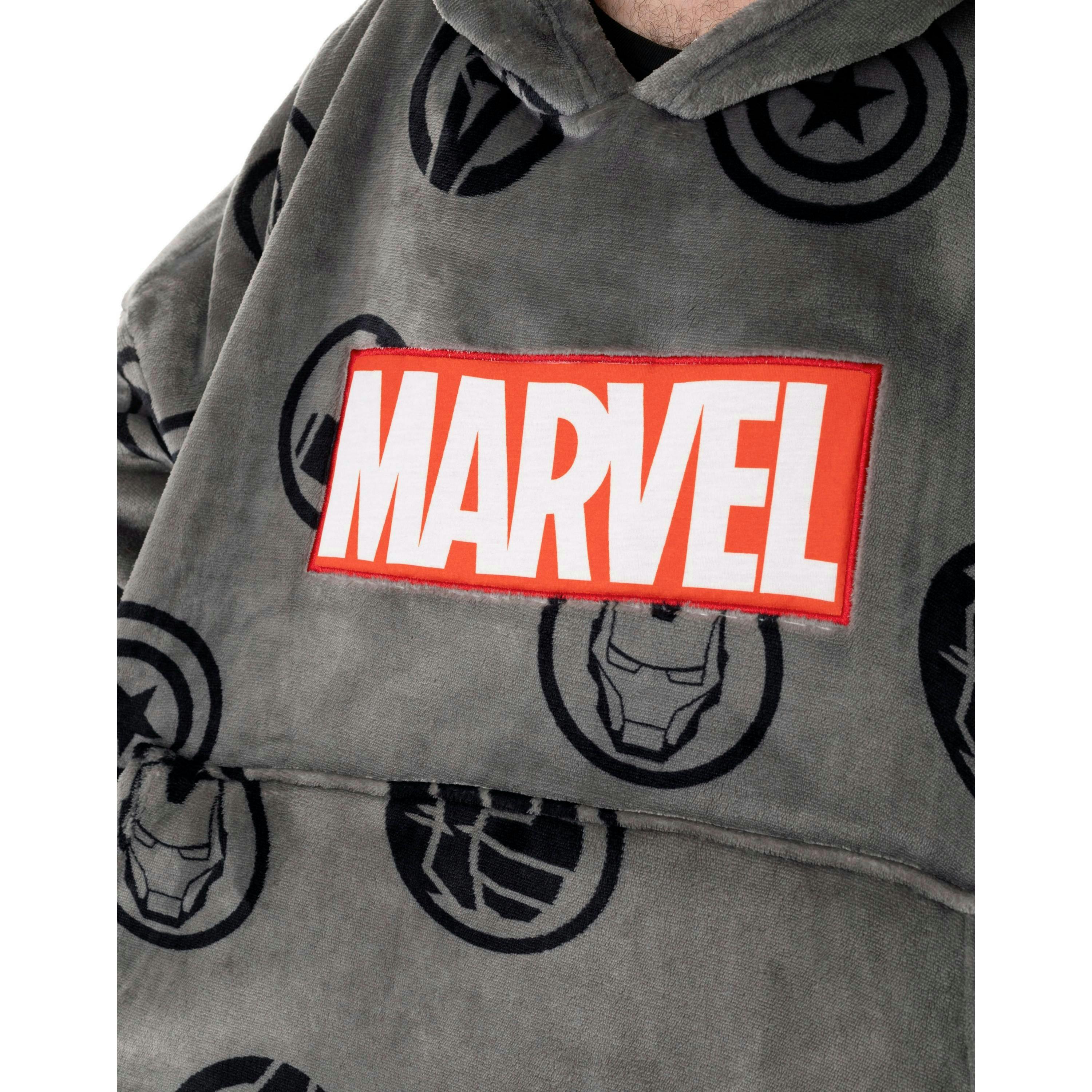 Marvel Mens Grey Logo Blanket Hoodie (One Size) by Vanilla Underground , view 3 of 6