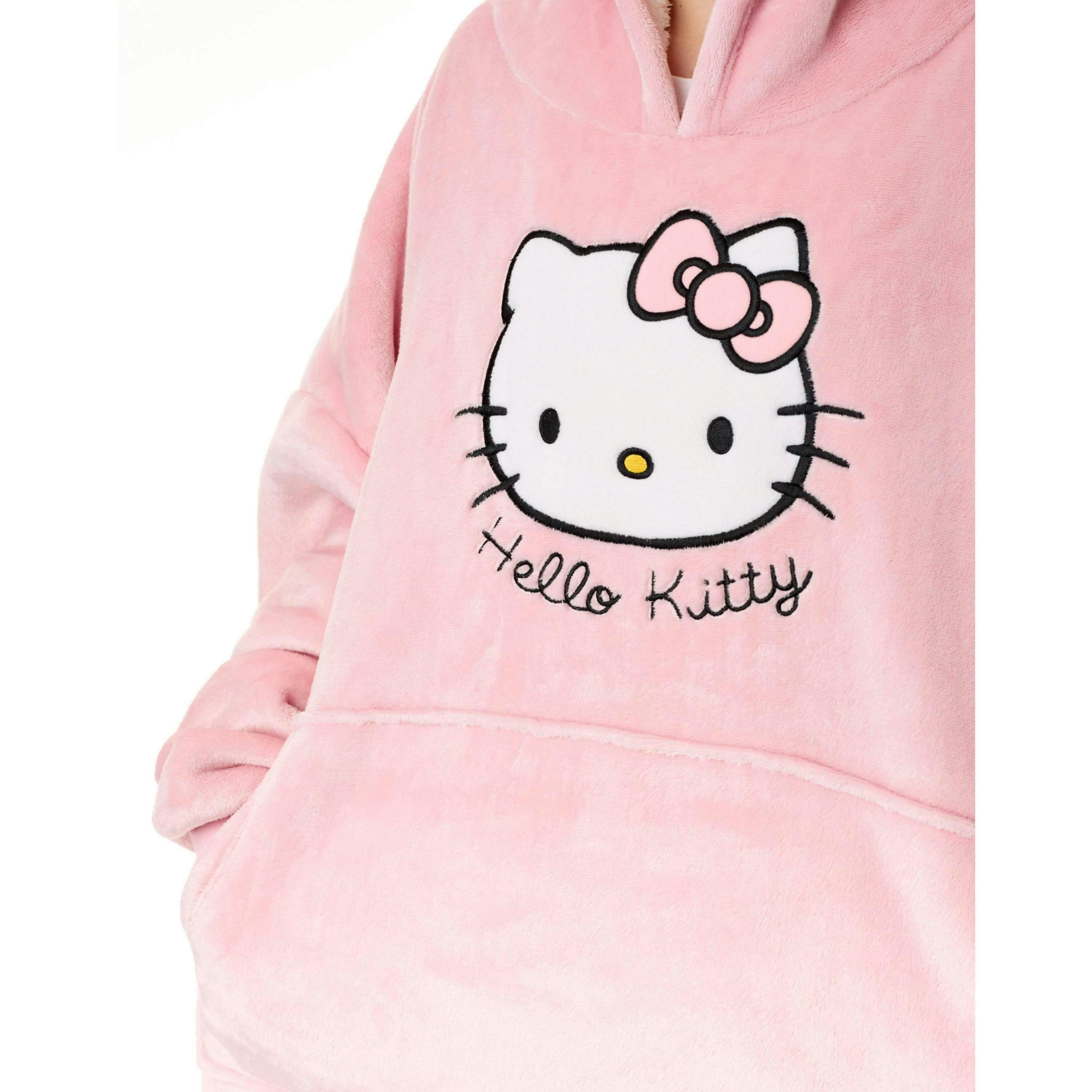 Hello Kitty Womens Pink Character Face Blanket Hoodie (One Size) by Vanilla Underground , view 3 of 6