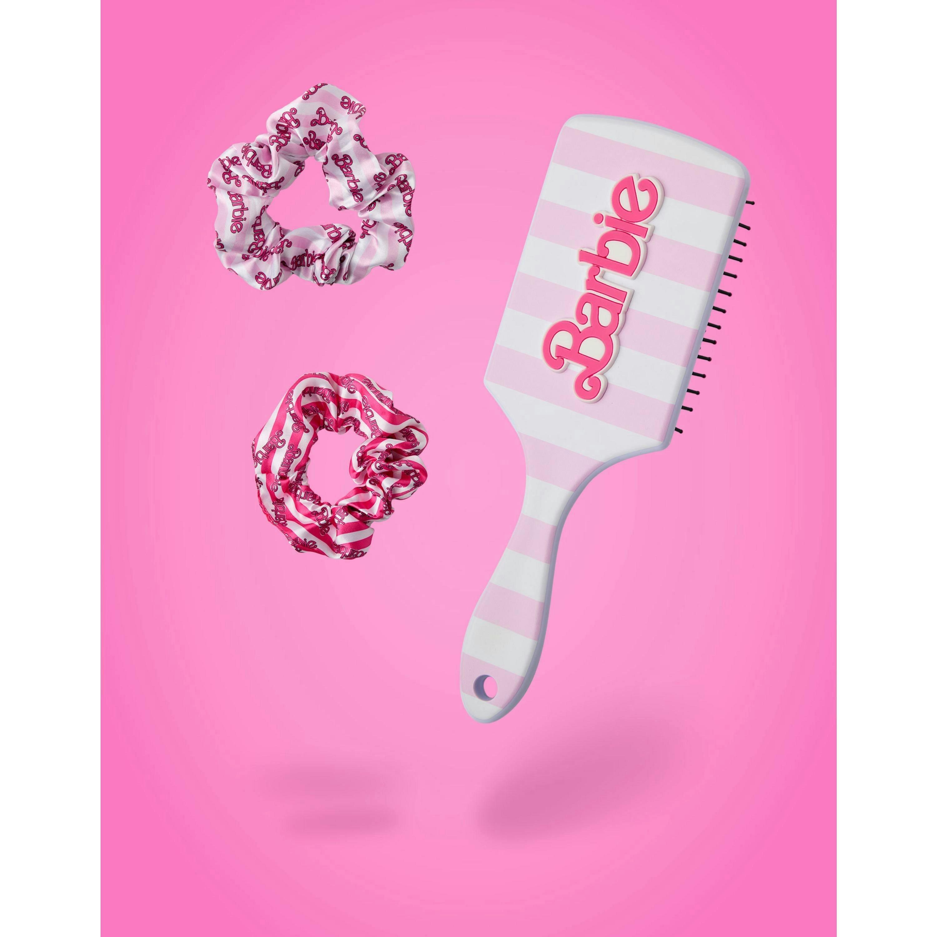 Barbie Womens Pink Retro Stripe Hair Brush and Scrunchie Set (One Size) by Vanilla Underground , view 6 of 6