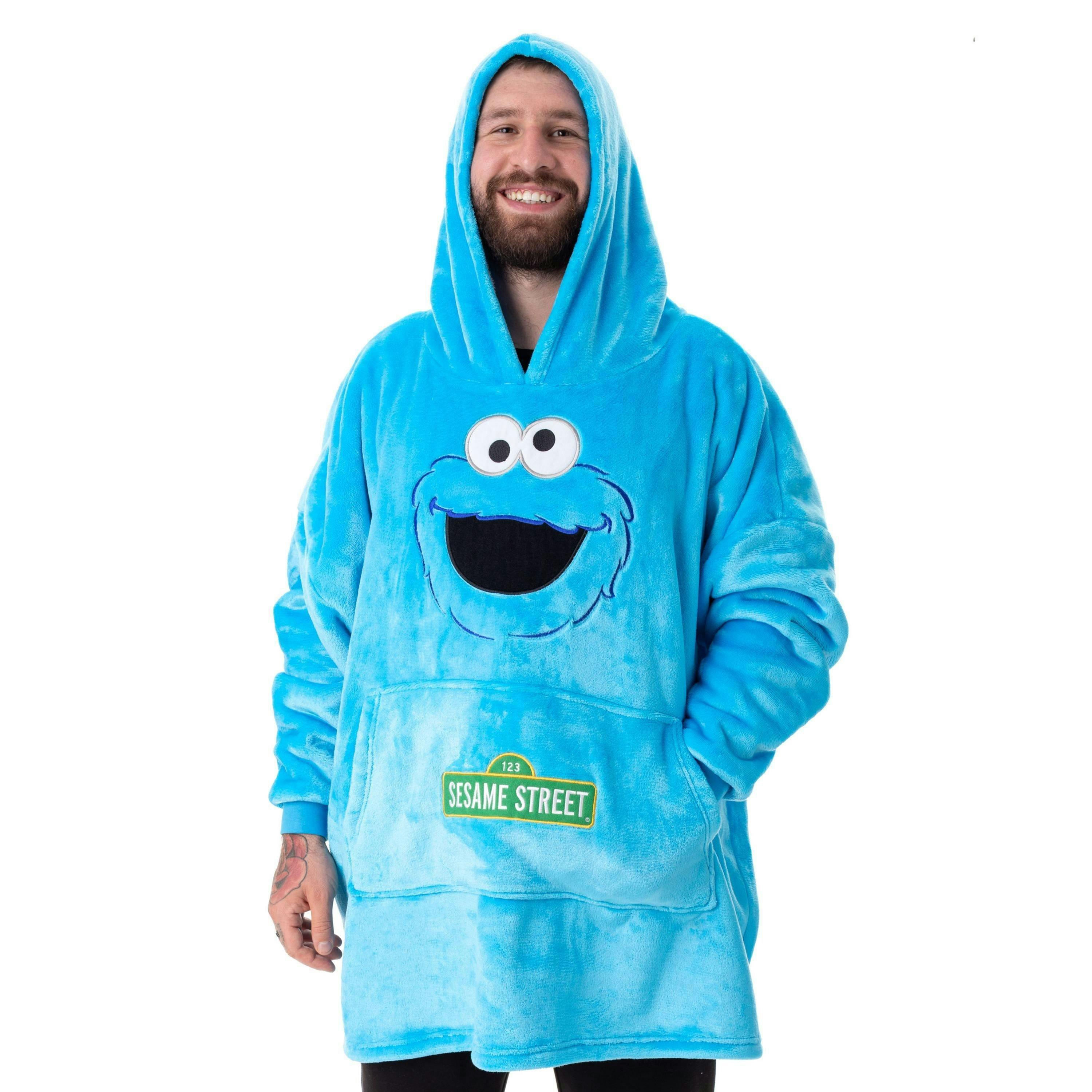 Sesame Street Unisex Blue Cookie Monster Blanket Hoodie (One Size) by Vanilla Underground , view 1 of 6