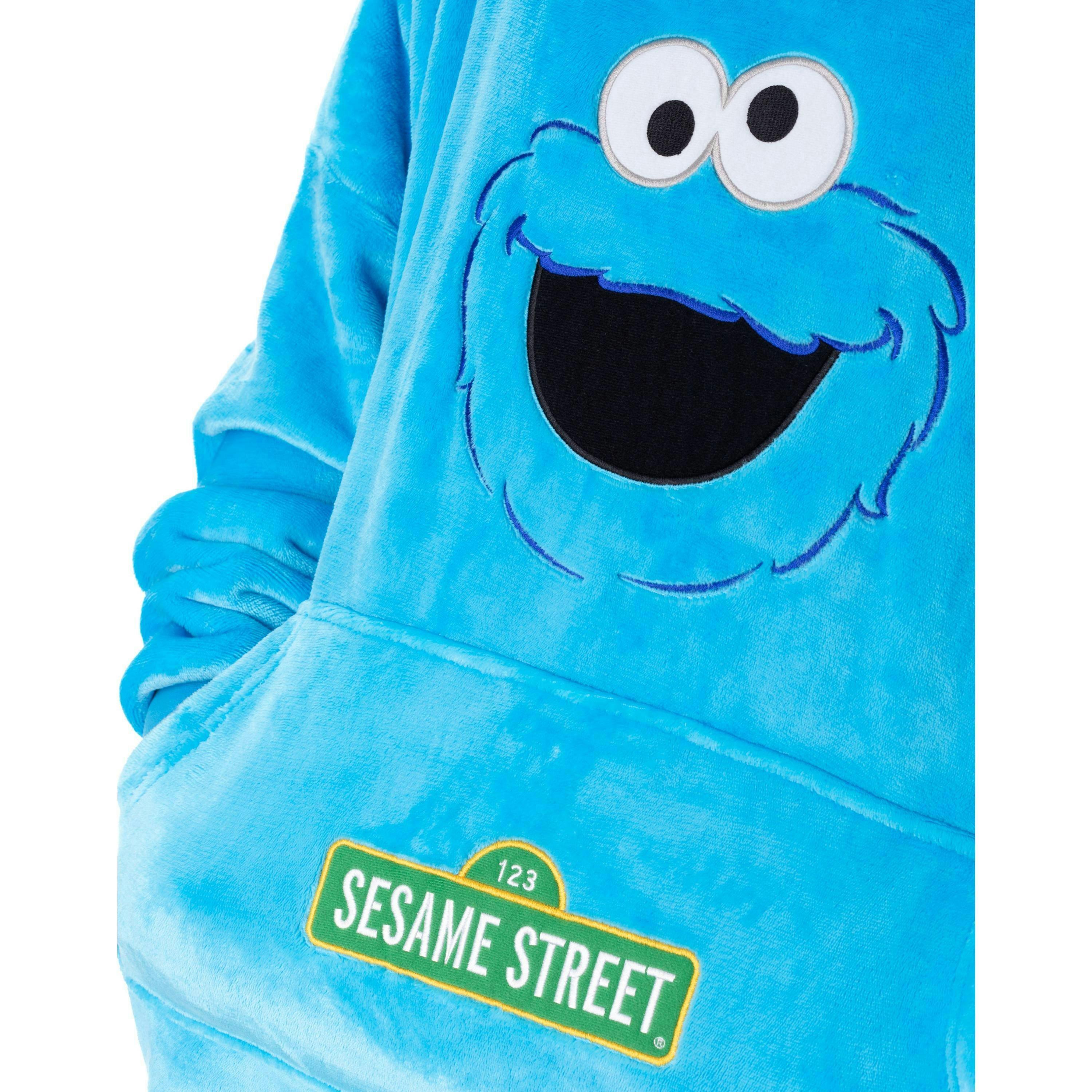 Sesame Street Unisex Blue Cookie Monster Blanket Hoodie (One Size) by Vanilla Underground , view 3 of 6