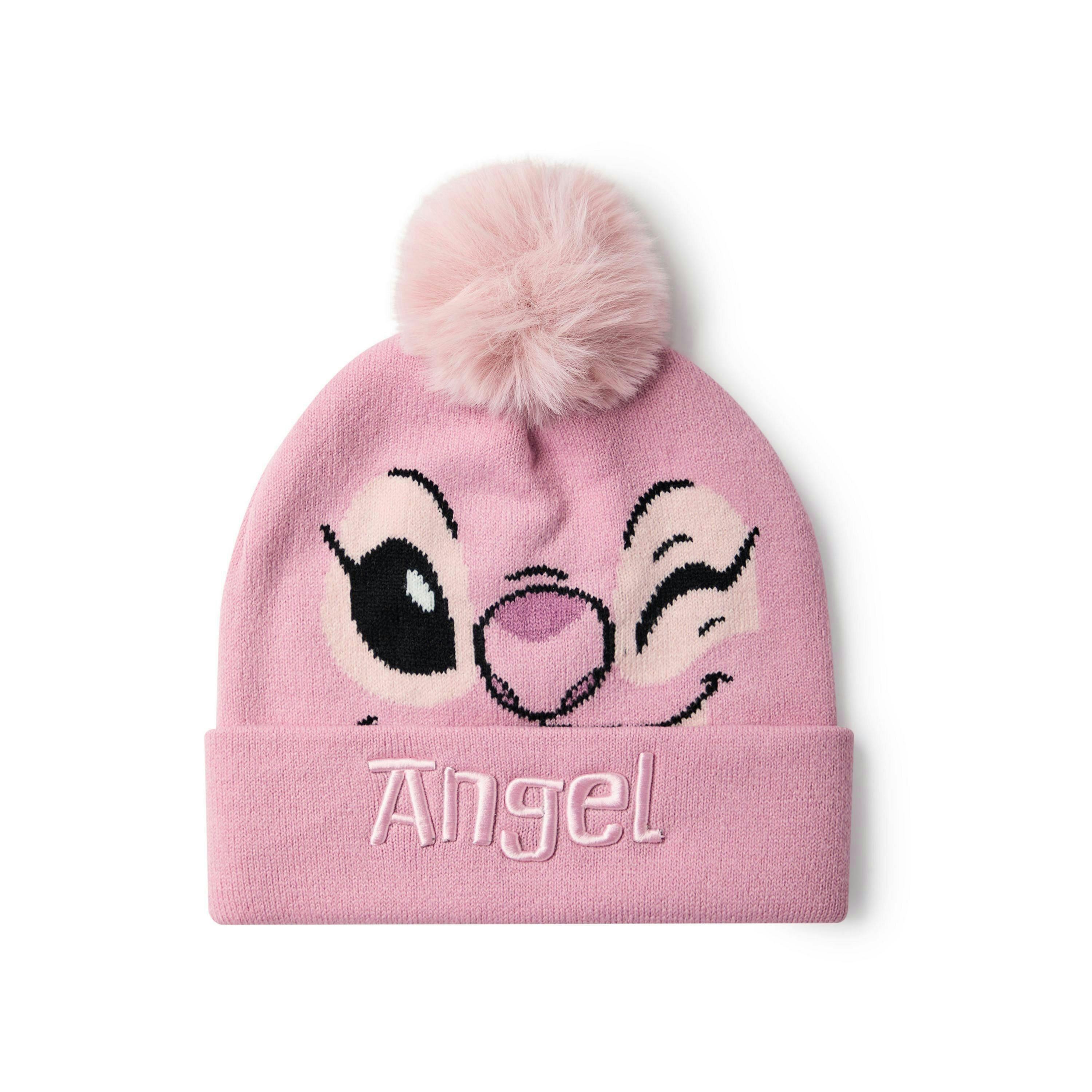 Disney Girls Pink Angel Character Face Beanie and Gloves Set (One Size) by Vanilla Underground , view 3 of 6