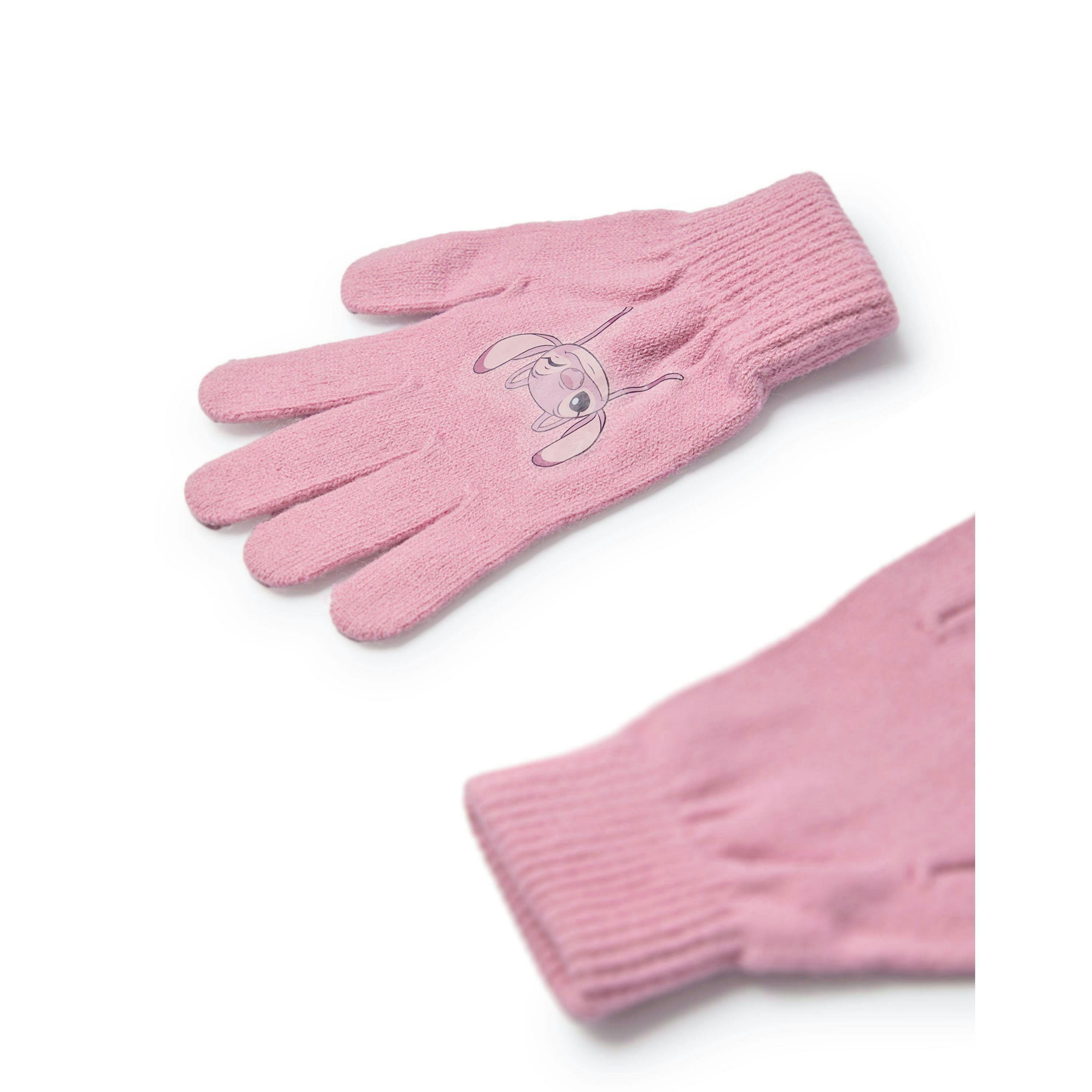 Disney Girls Pink Angel Character Face Beanie and Gloves Set (One Size) by Vanilla Underground , view 4 of 6
