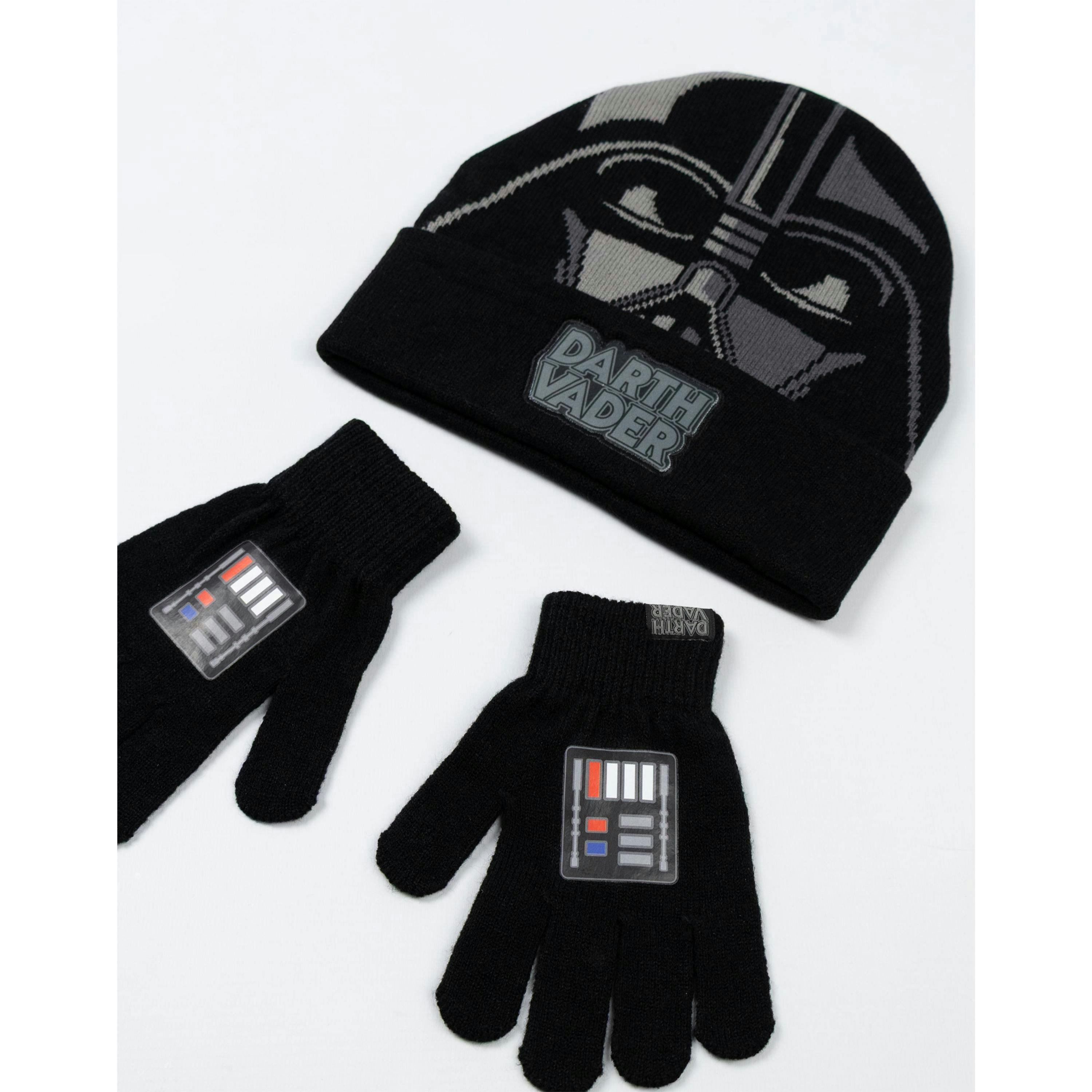 Star Wars Boys Black Darth Vader Beanie and Gloves Set (One Size) by Vanilla Underground , view 2 of 6