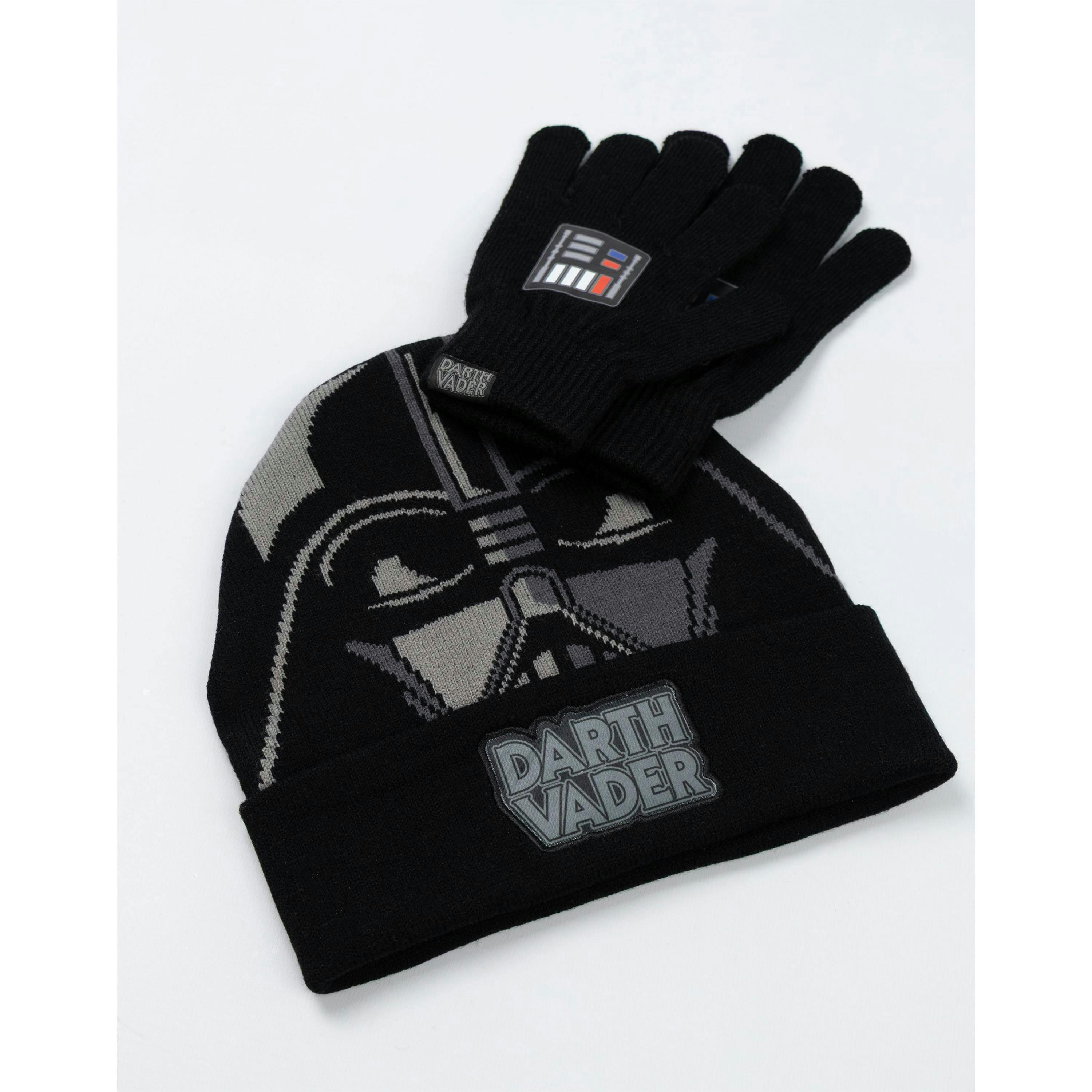 Star Wars Boys Black Darth Vader Beanie and Gloves Set (One Size) by Vanilla Underground , view 3 of 6