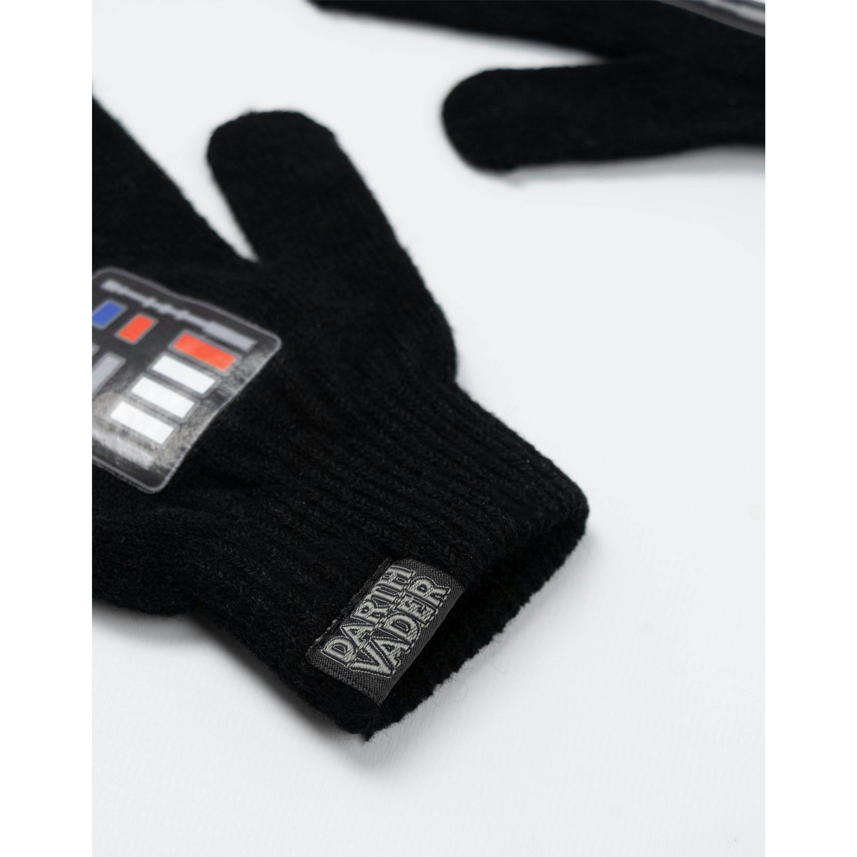 Star Wars Boys Black Darth Vader Beanie and Gloves Set (One Size) by Vanilla Underground , view 5 of 6