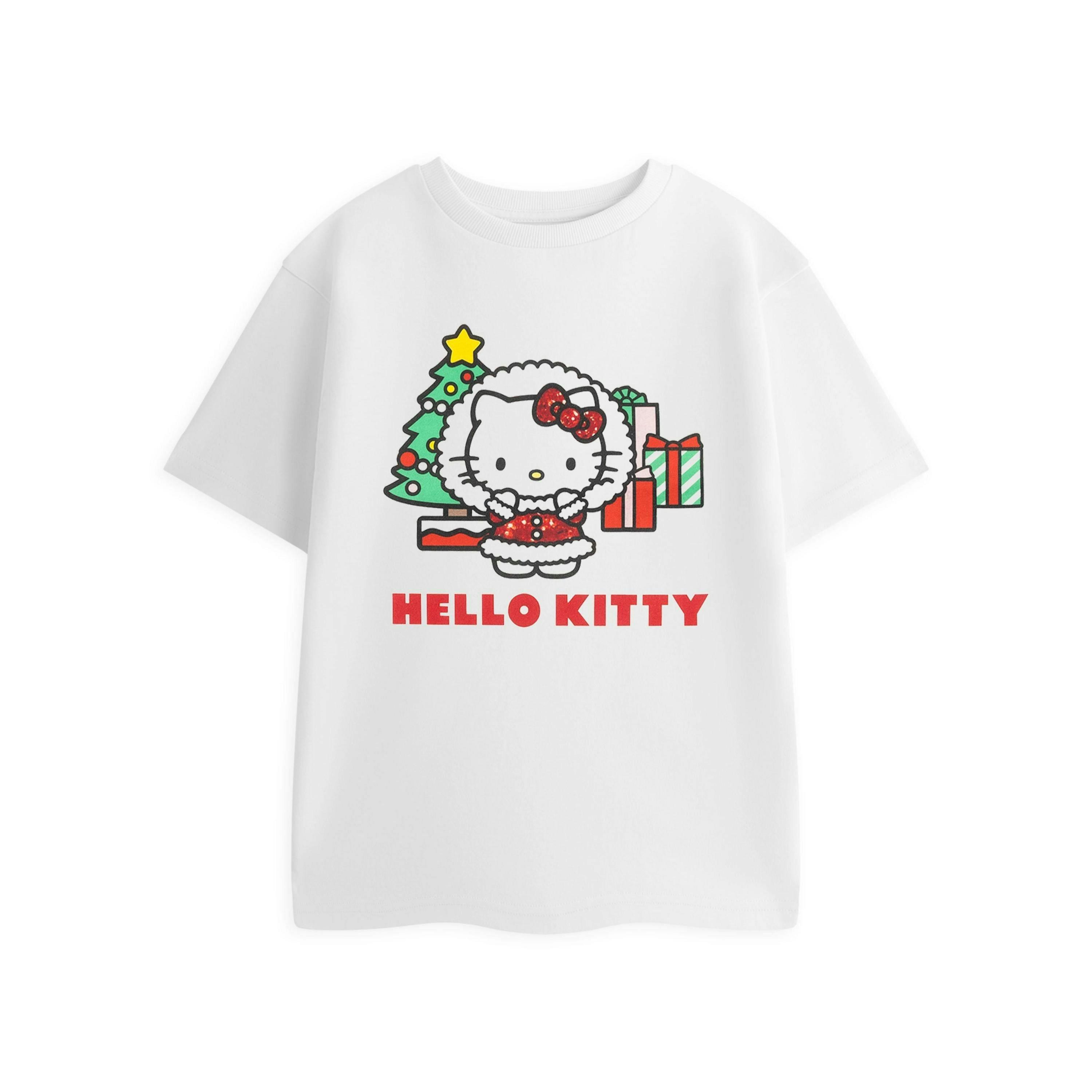 Hello Kitty Girls White Glitter Short Sleeved T-Shirt by Vanilla Underground , view 1 of 3