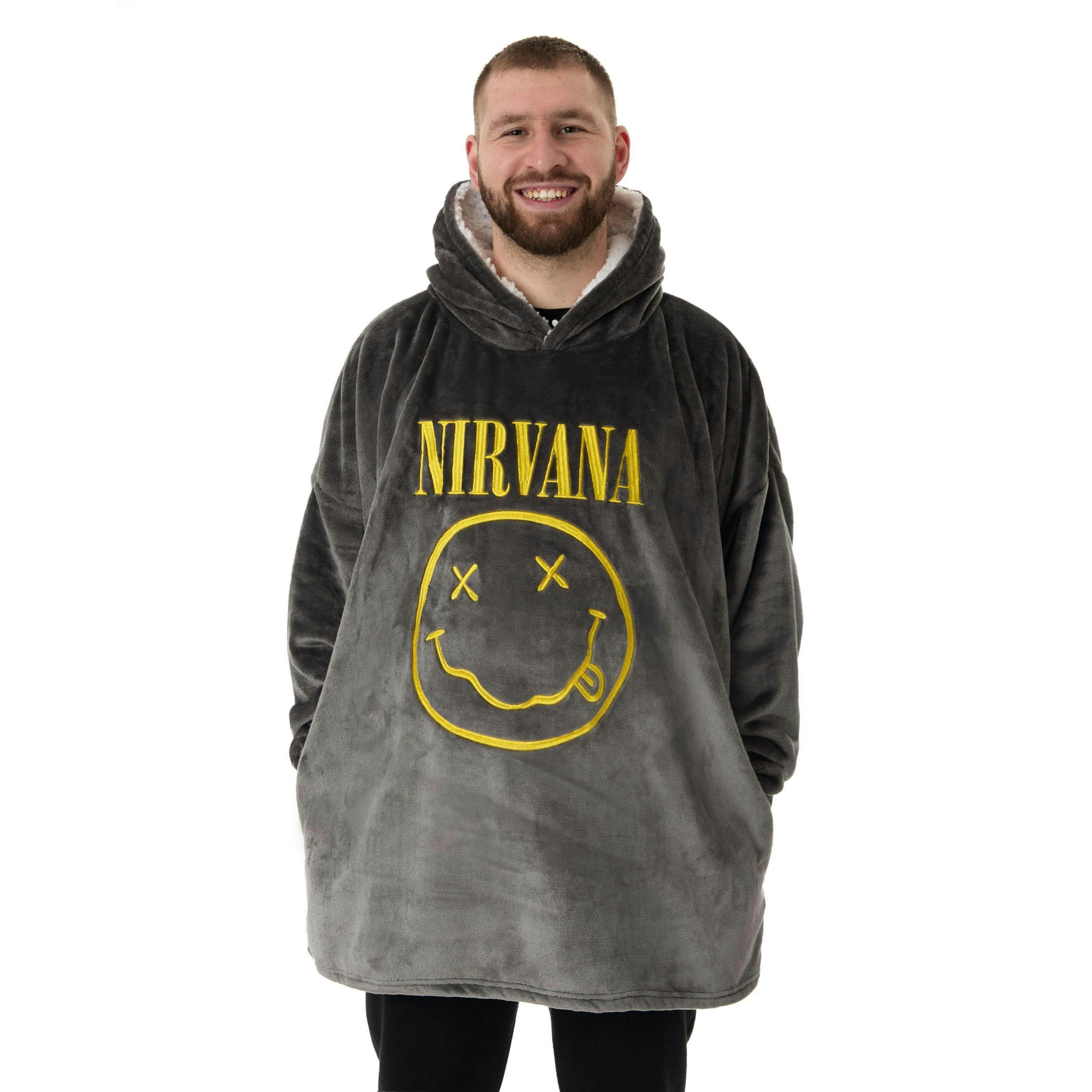 Nirvana Mens Black Logo Blanket Hoodie (One Size) by Vanilla Underground , view 1 of 6