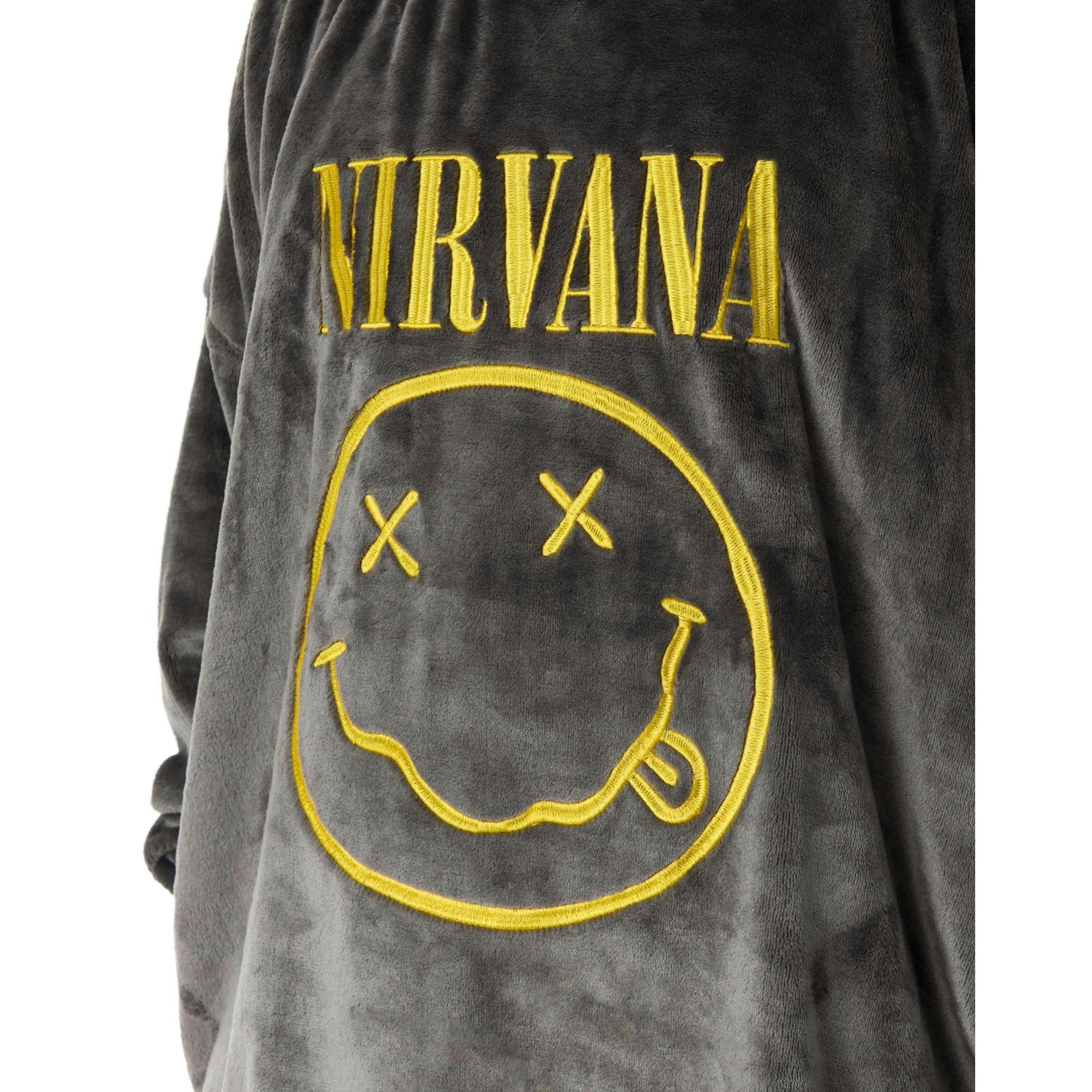 Nirvana Mens Black Logo Blanket Hoodie (One Size) by Vanilla Underground , view 3 of 6