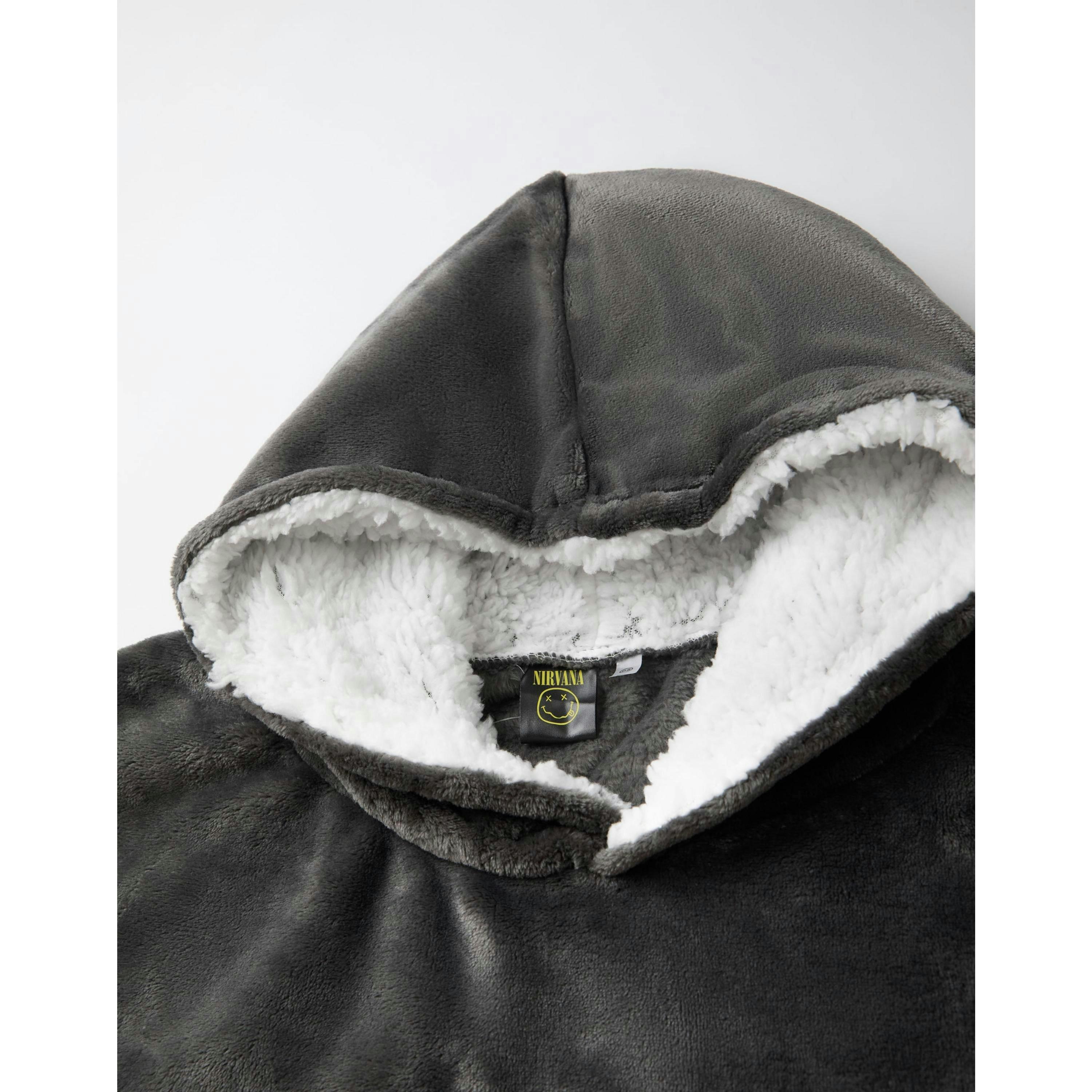 Nirvana Mens Black Logo Blanket Hoodie (One Size) by Vanilla Underground , view 4 of 6