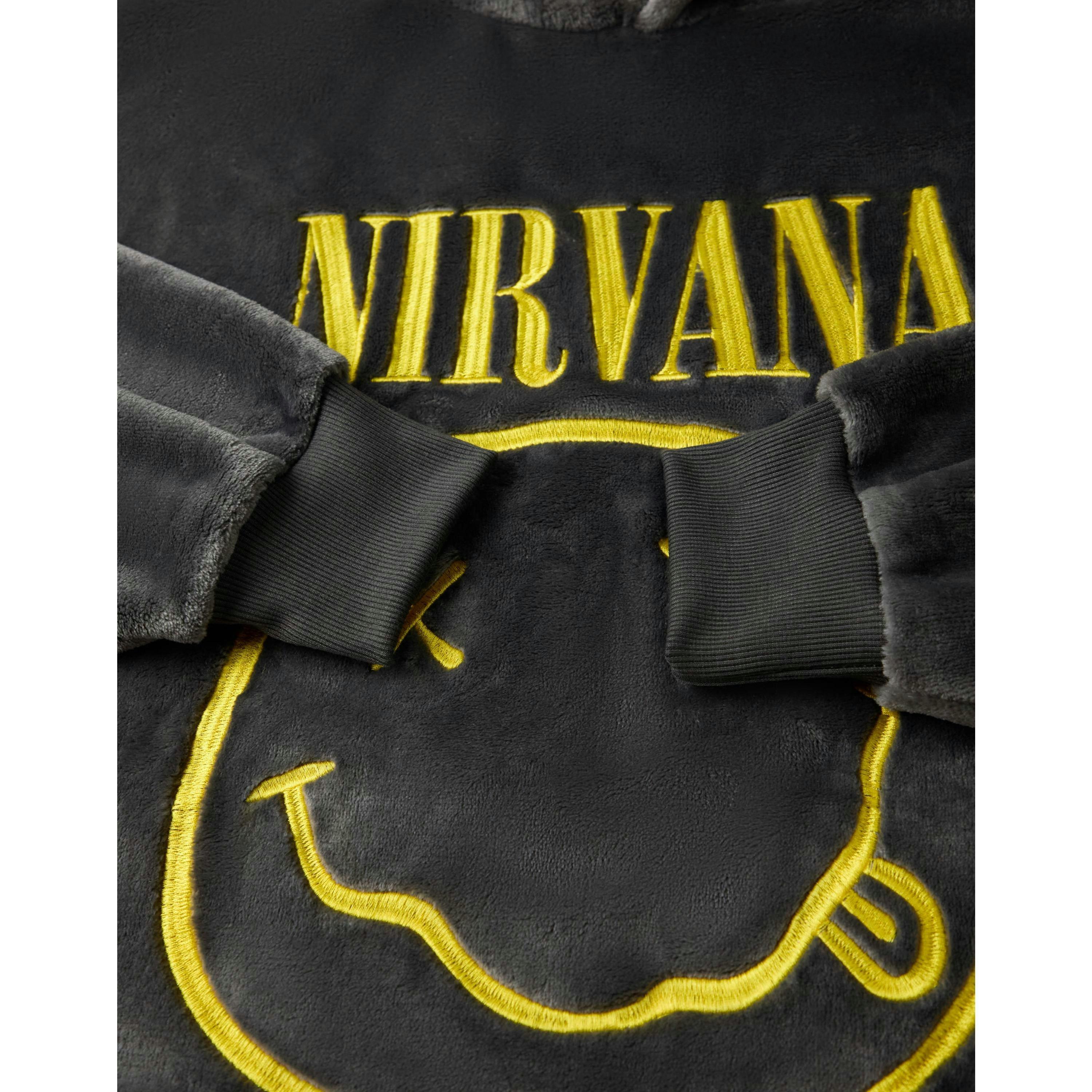 Nirvana Mens Black Logo Blanket Hoodie (One Size) by Vanilla Underground , view 5 of 6