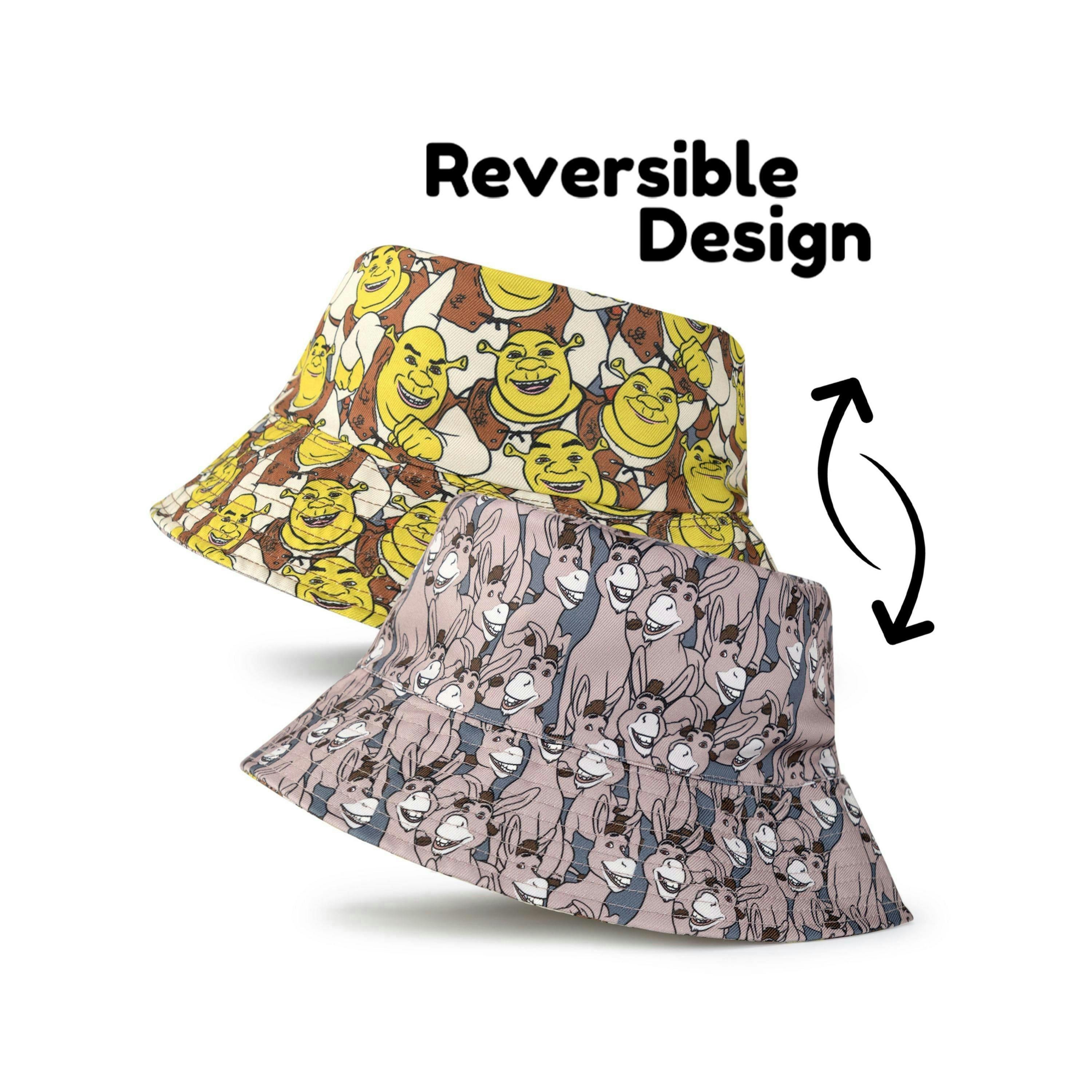 Shrek Mens Multicoloured Reversible Donkey and Shrek Bucket Hat (One Size) by Vanilla Underground , view 2 of 6