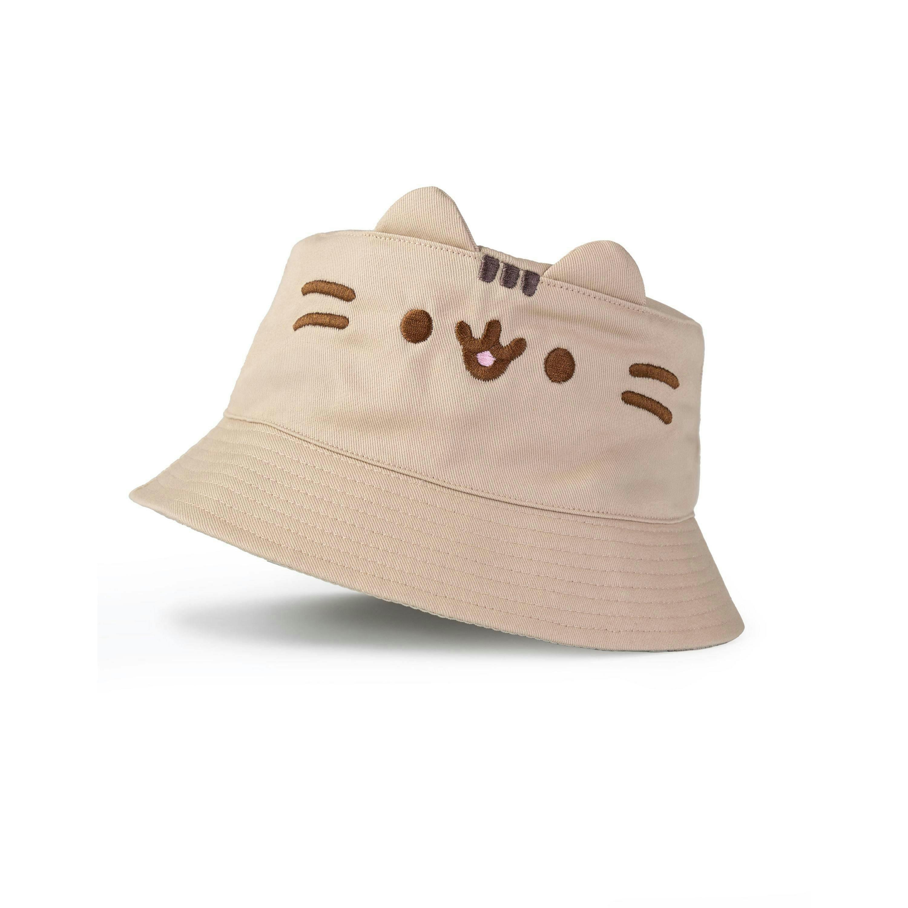 Pusheen Girls Beige Novelty Face Bucket Hat (One Size) by Vanilla Underground , view 1 of 6