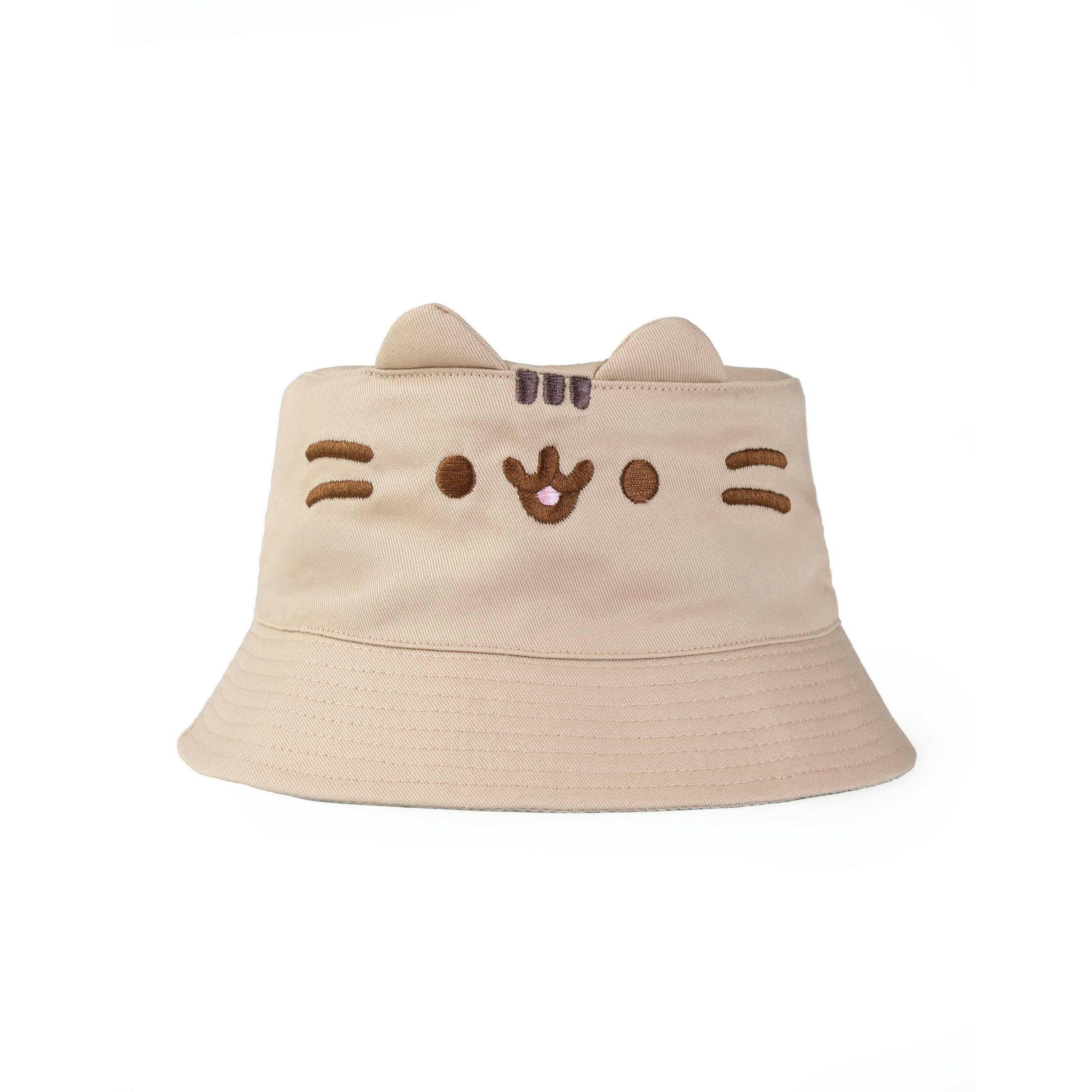 Pusheen Girls Beige Novelty Face Bucket Hat (One Size) by Vanilla Underground , view 6 of 6