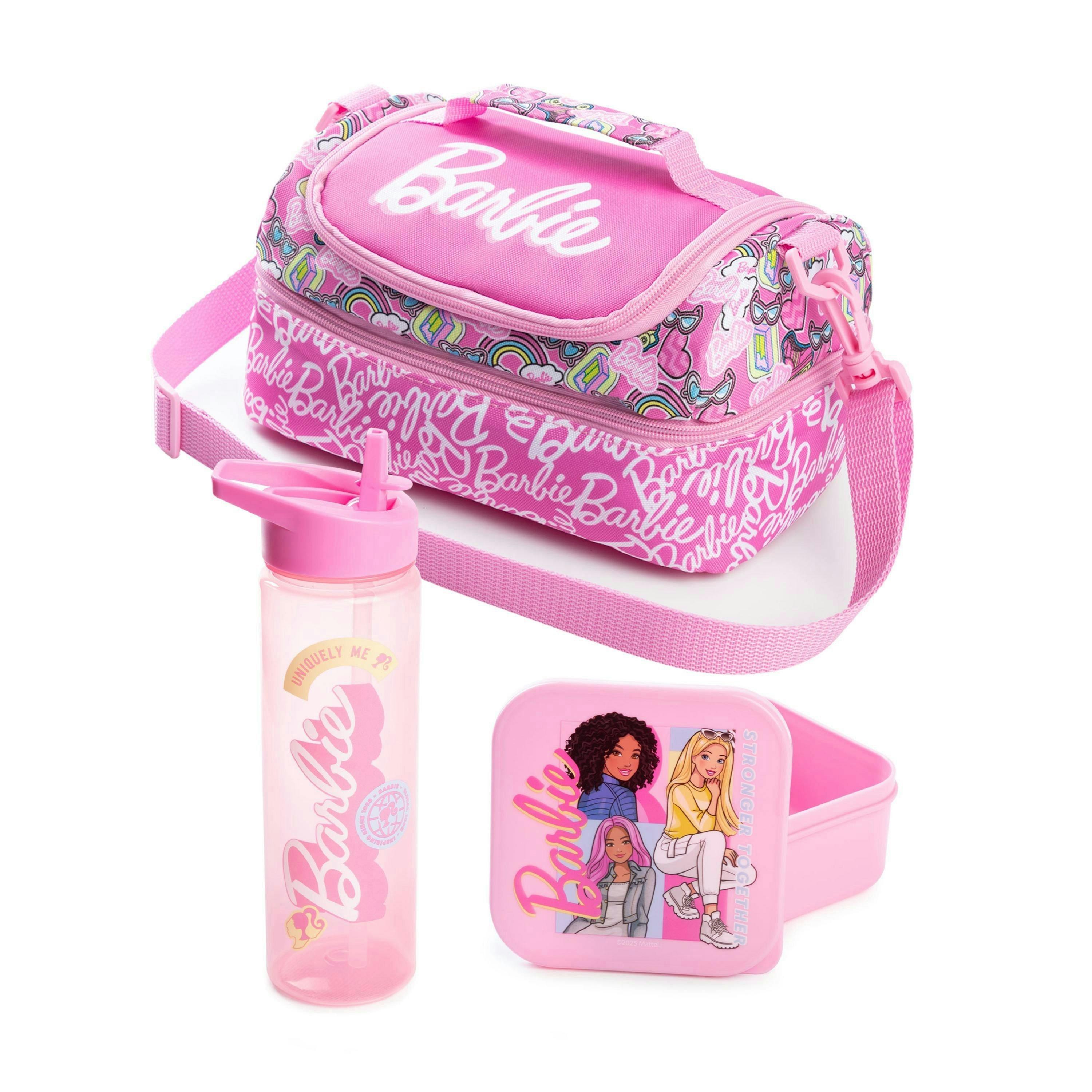 Barbie Girls Pink Stronger Together Lunch Bag Bottle and Snack Pot (One Size) by Vanilla Underground , view 1 of 6