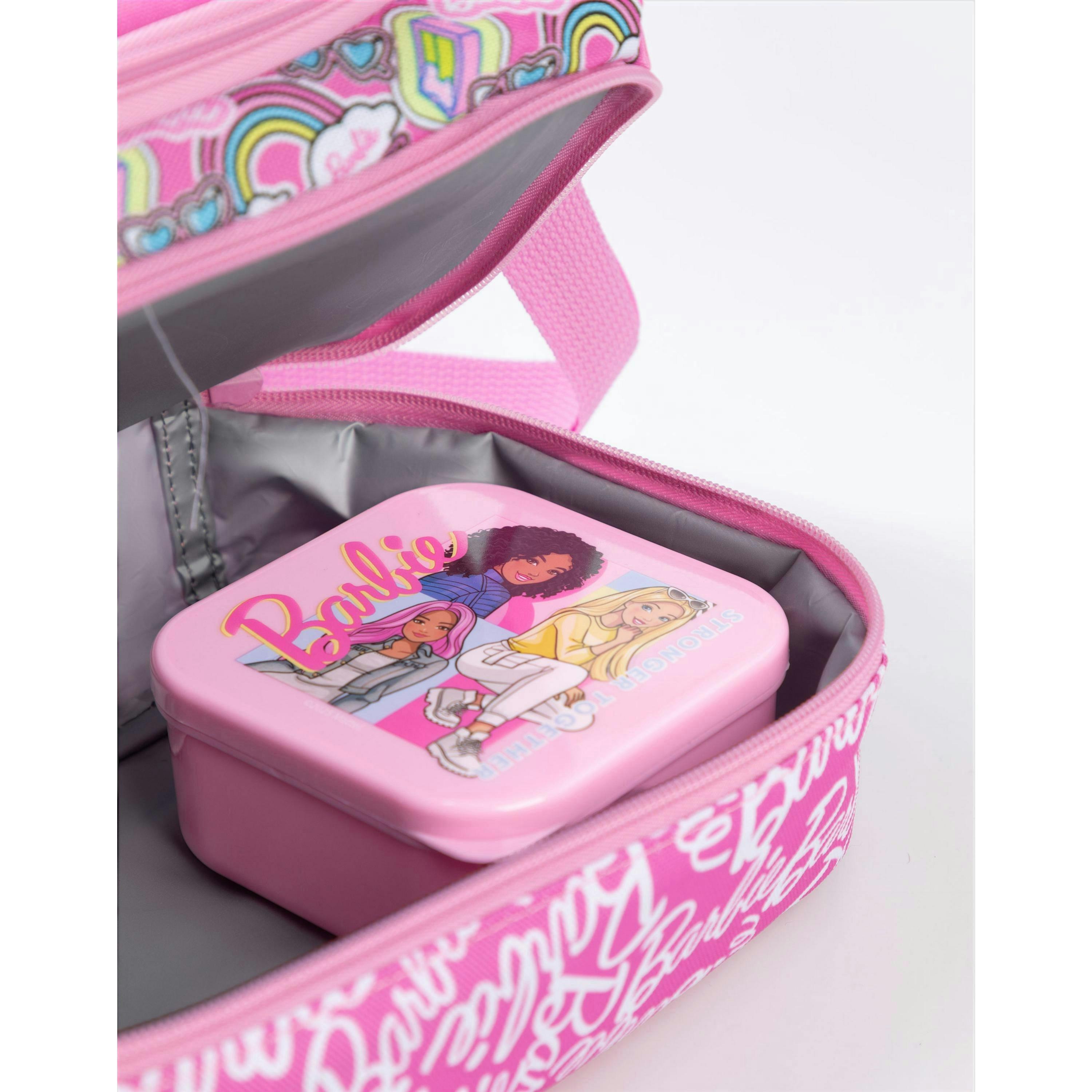 Barbie Girls Pink Stronger Together Lunch Bag Bottle and Snack Pot (One Size) by Vanilla Underground , view 6 of 6