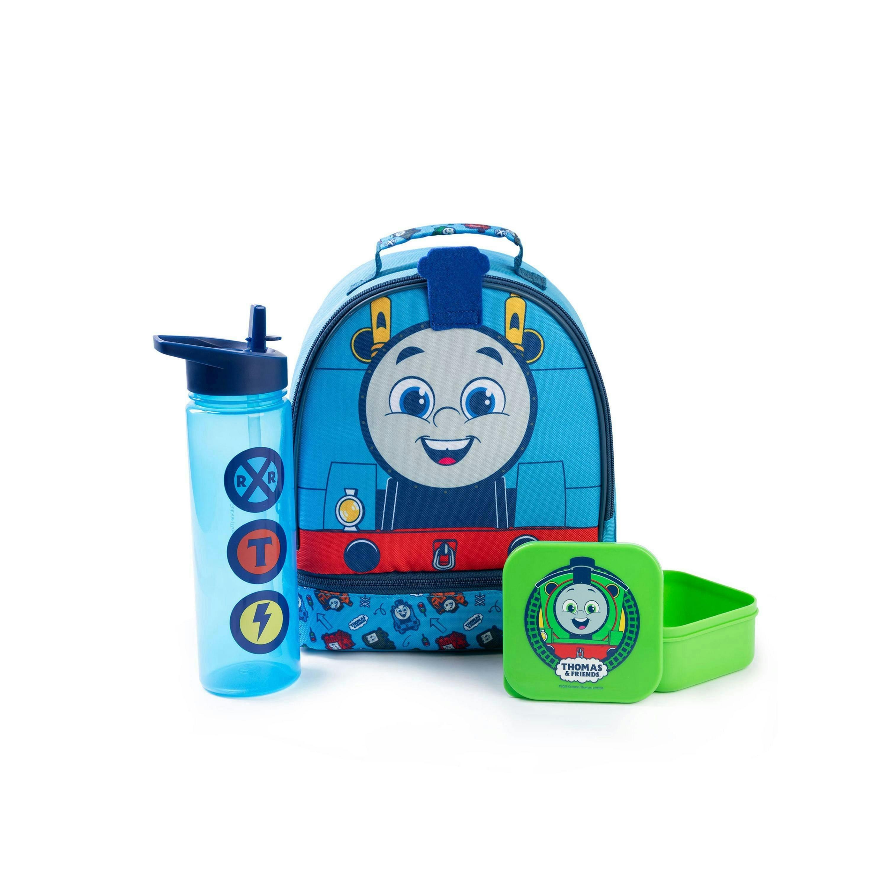 Thomas and Friends Unisex Kids Blue Trains And Signs Lunch Bag Bottle and Snack Pot (One Size) by Vanilla Underground , view 1 of 6
