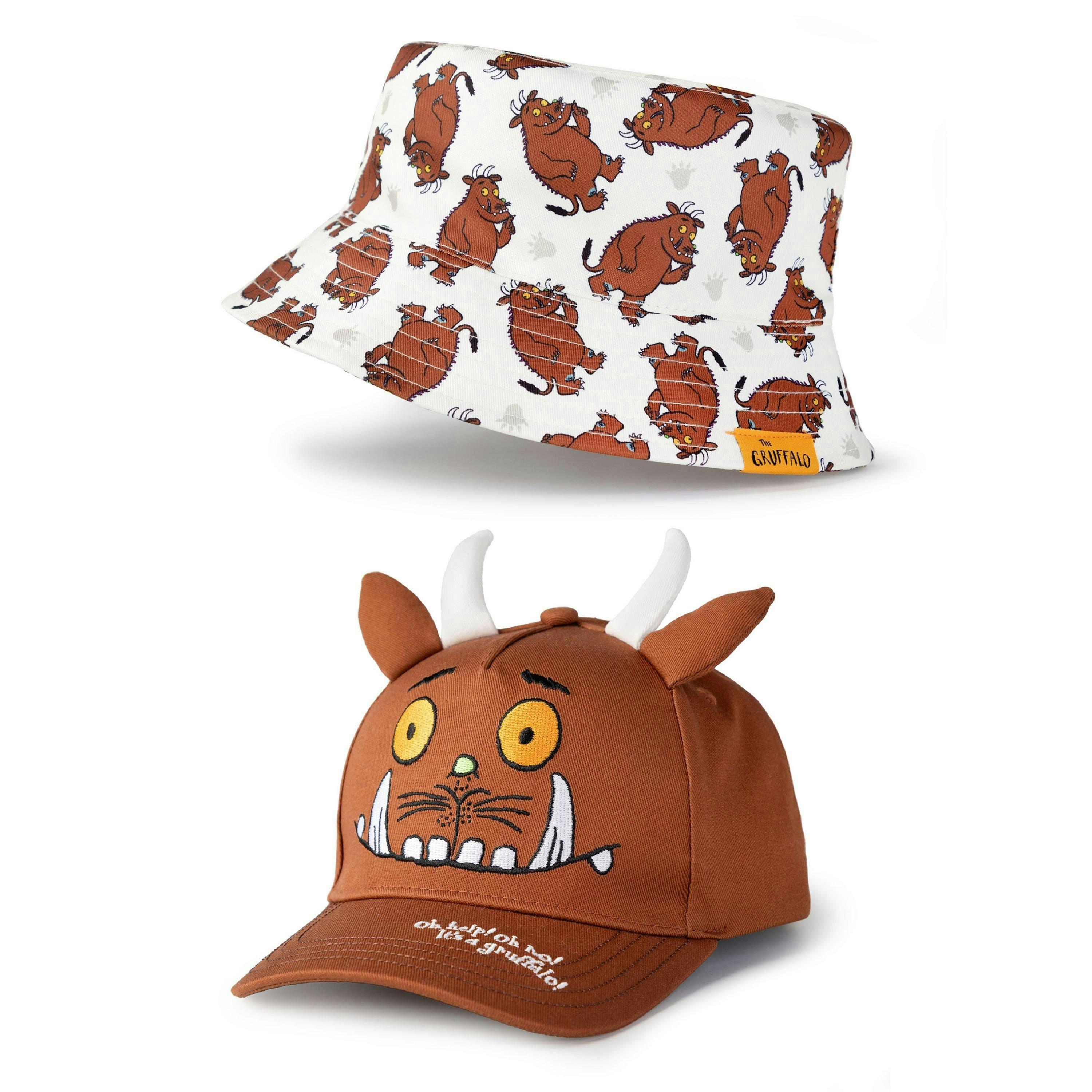 Gruffalo & Friends Boys Brown Reversible Character Bucket Hat & Cap Set (One Size) by Vanilla Underground , view 1 of 6