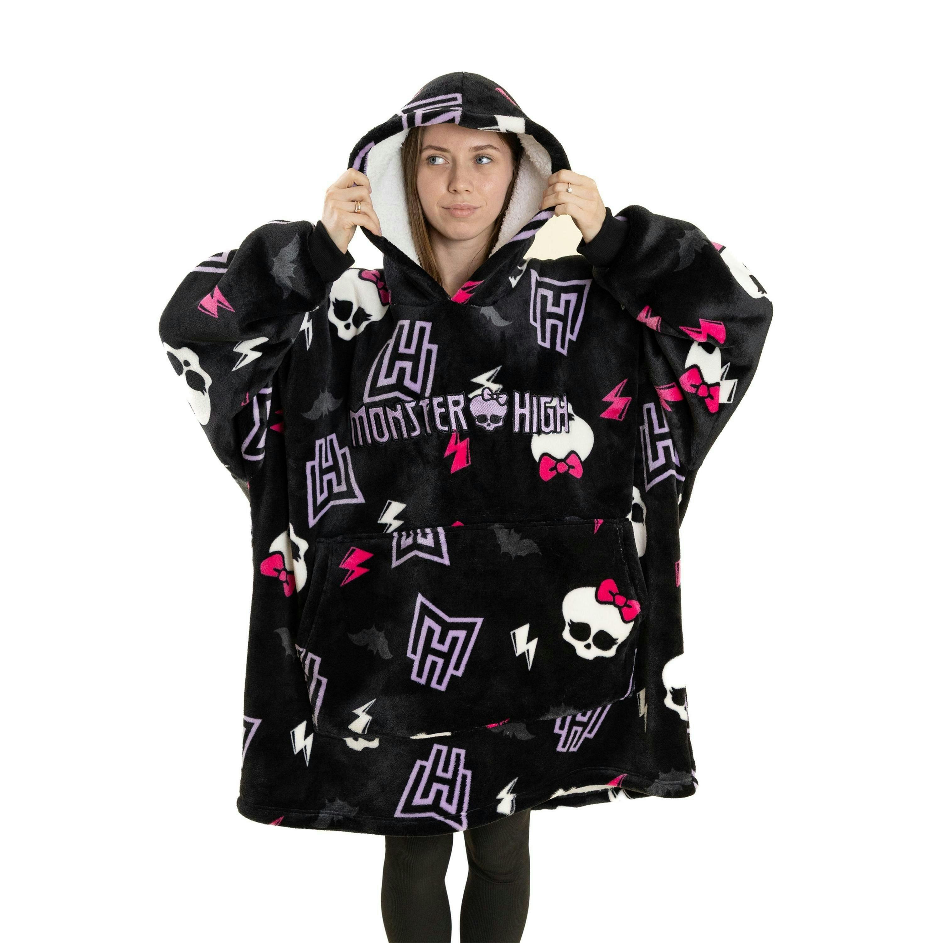 Monster High Womens Multicoloured Skull & Lighting Bolt Blanket Hoodie (One Size) by Vanilla Underground , view 1 of 6